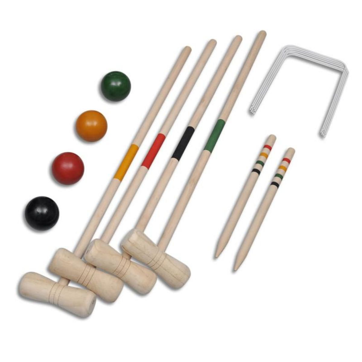 VIDAXL Ensemble de croquet en bois pour 4 joueurs