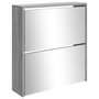 Voir la diapositive 4 : VIDAXL Armoire a chaussures miroir 2 niveaux Sonoma gris 63x17x67 cm