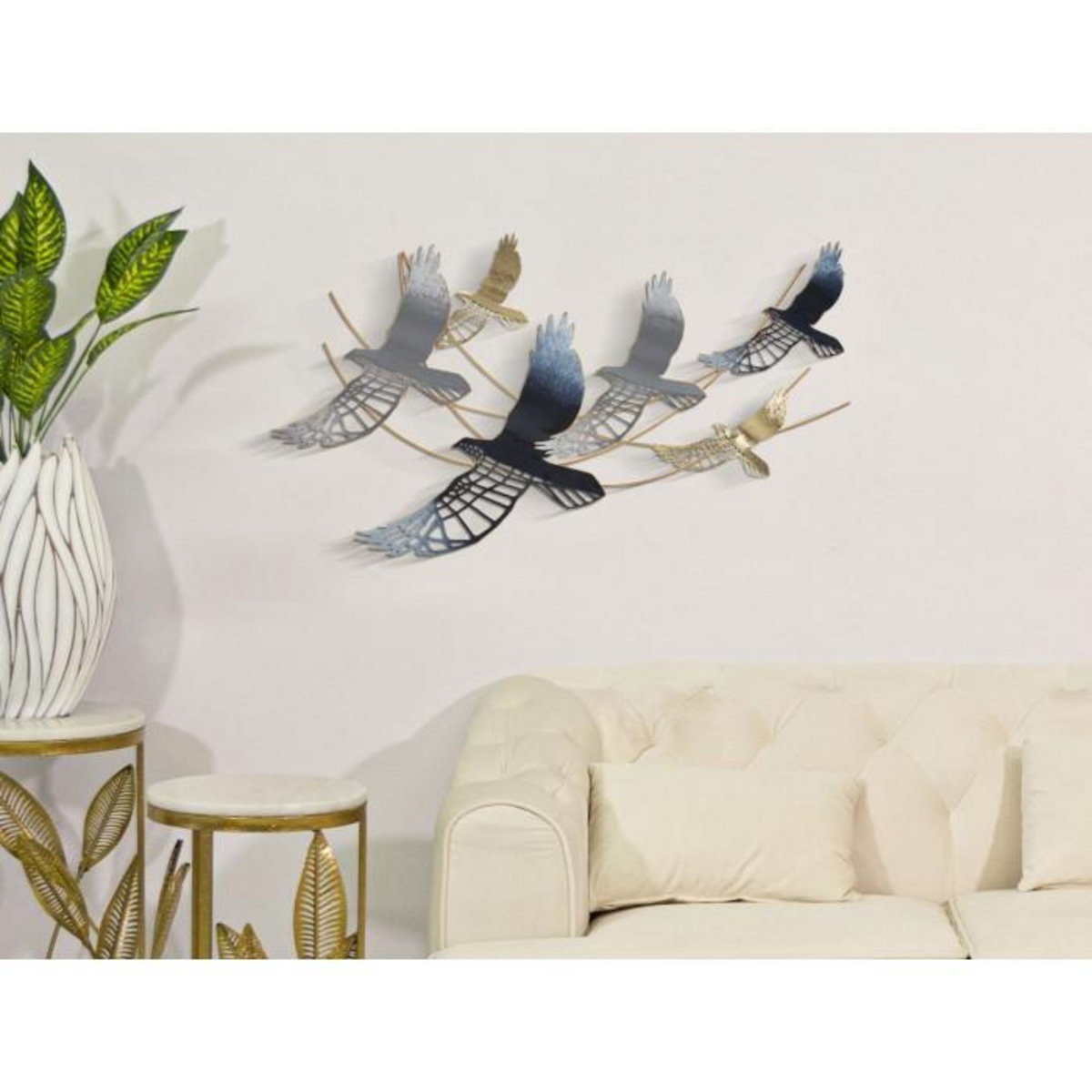 Paris Prix Décoration Murale en Métal  Oiseaux  90cm Multicolore