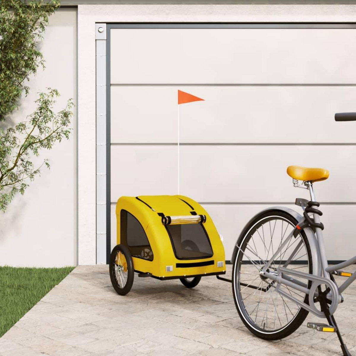 VIDAXL Remorque de velo pour animaux de compagnie jaune