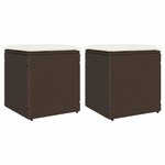 VIDAXL Tabourets jardin avec coussins lot de 2 marron resine tressee