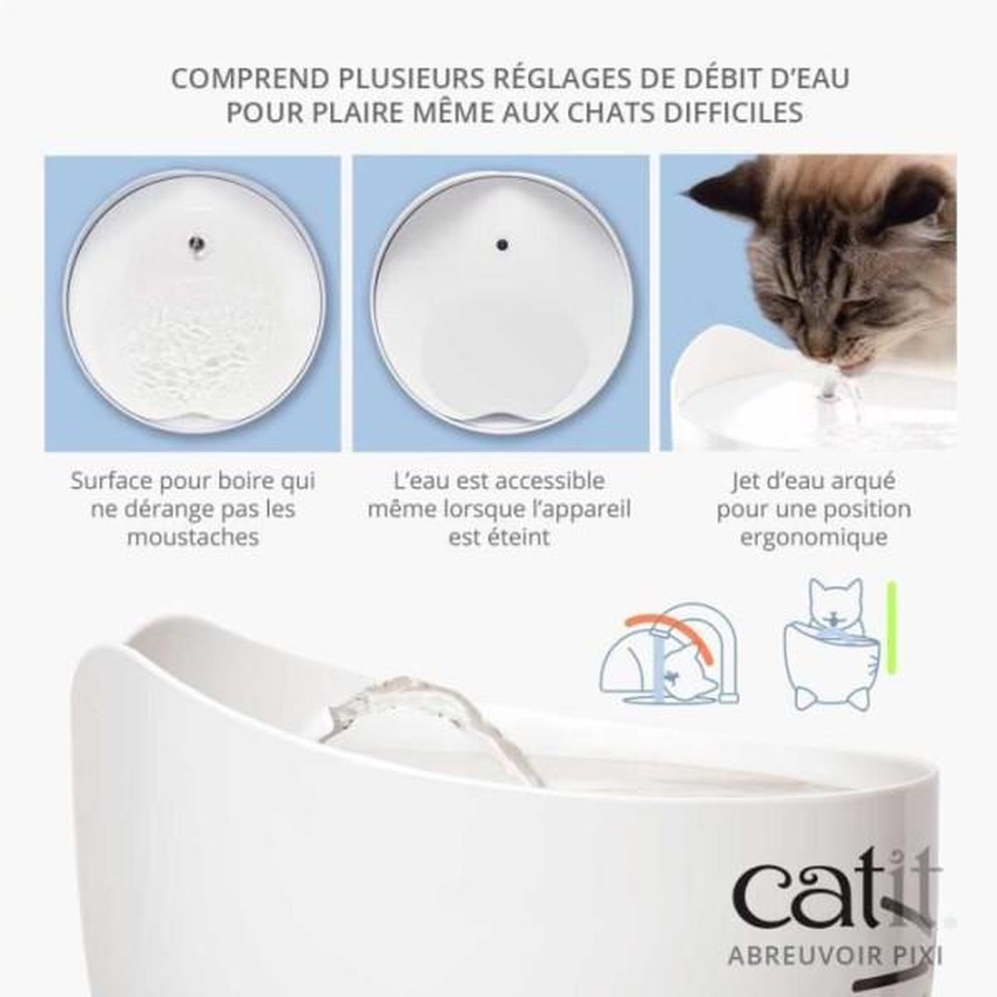 Voir la diapositive 4 : MARKET24 CAT IT Fontaine a eau automatique pour chat - 2,5 L - Bleu