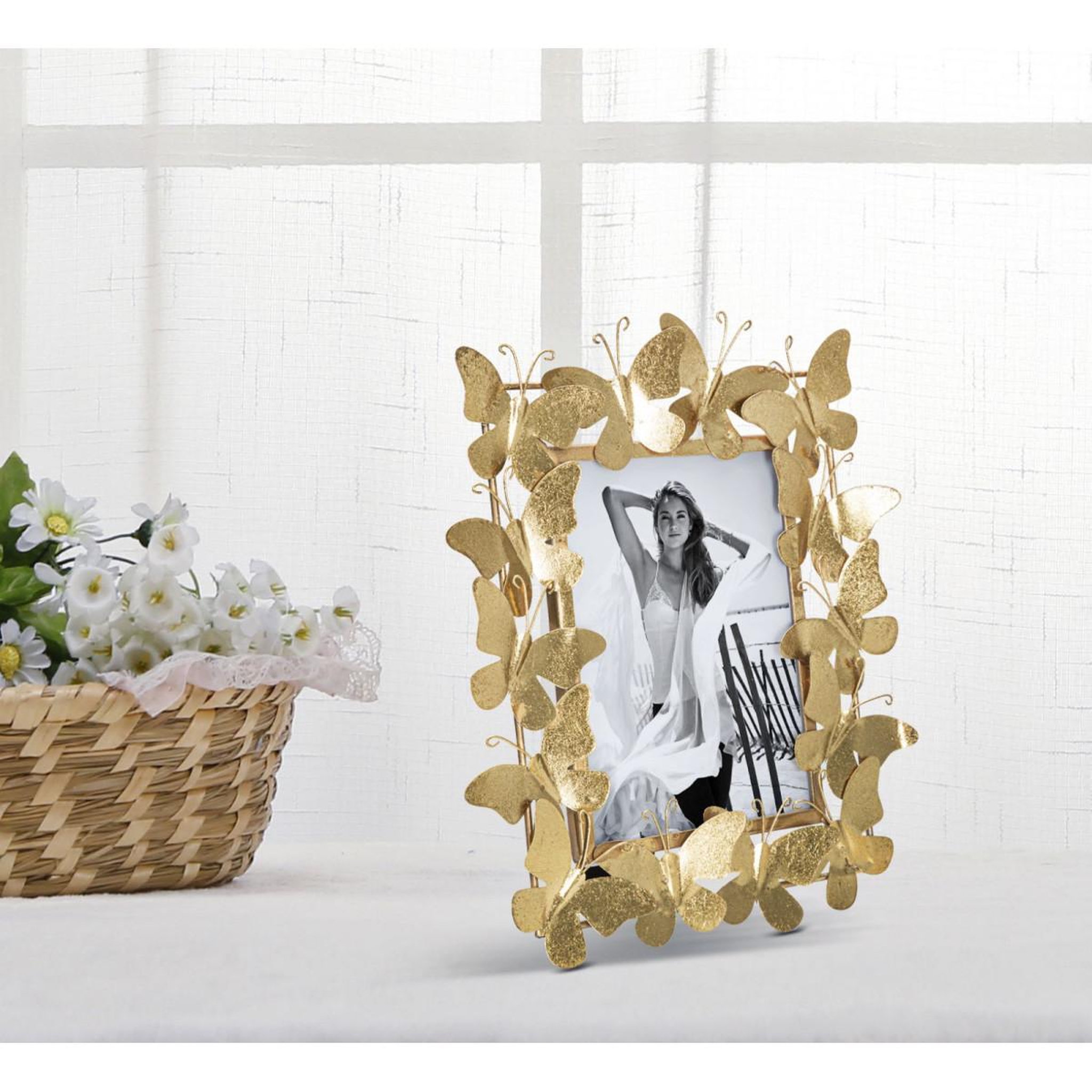 Voir la diapositive 5 : Paris Prix Cadre Photo Déco en Métal  Papillons  15x20cm Or