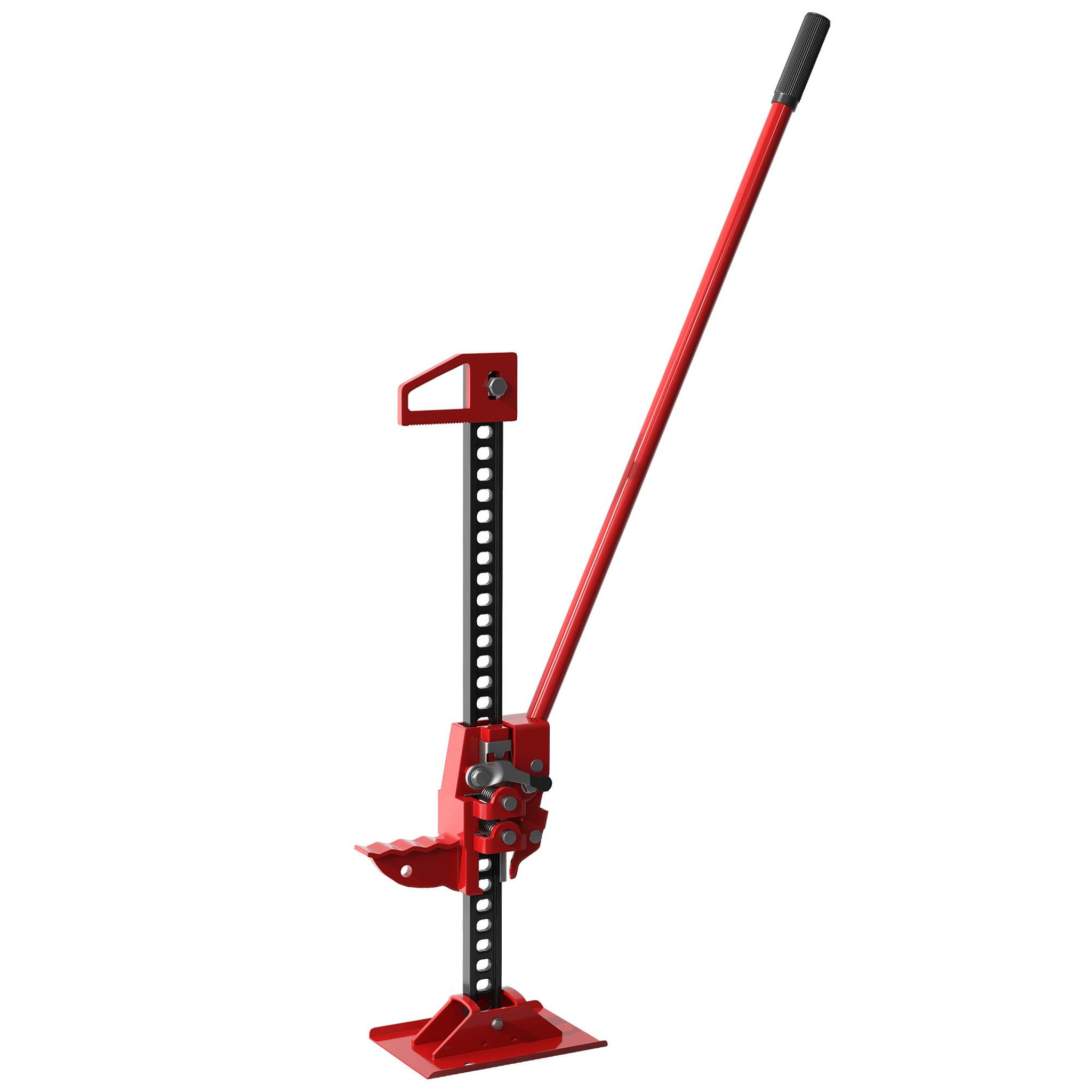 Voir la diapositive 1 : HOMCOM Cric agricole manuel - cric de fosse - 3 tonnes 120 cm - acier noir rouge