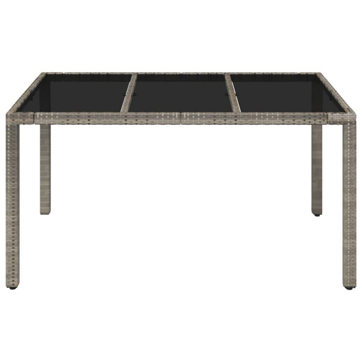 VIDAXL Table de jardin dessus en verre Gris 150x90x75cm Resine tressee