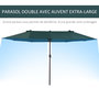 Voir la diapositive 3 : OUTSUNNY Parasol de jardin XXL parasol grande taille 4,6L x 2,7l x 2,4H m ouverture fermeture manivelle acier polyester haute densité vert