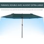 Voir la diapositive 3 : OUTSUNNY Parasol de jardin XXL parasol grande taille 4,6L x 2,7l x 2,4H m ouverture fermeture manivelle acier polyester haute densité vert