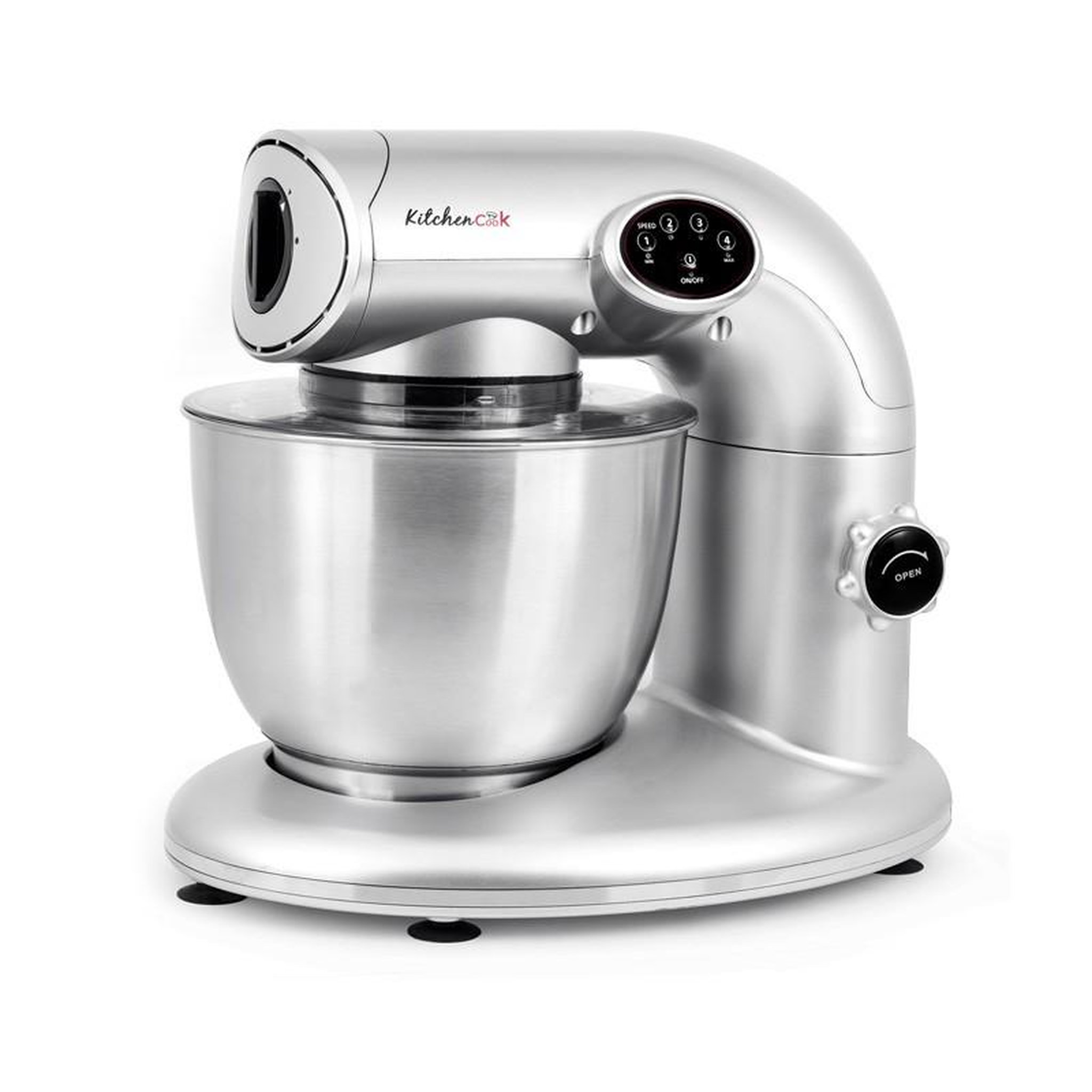 KITCHENCOOK Kitchencook - robot pétrin 5l - 1000w - 4 vitesses - 3 fonctions - fouet - mélangeur - crochet - couvercle antiprojections