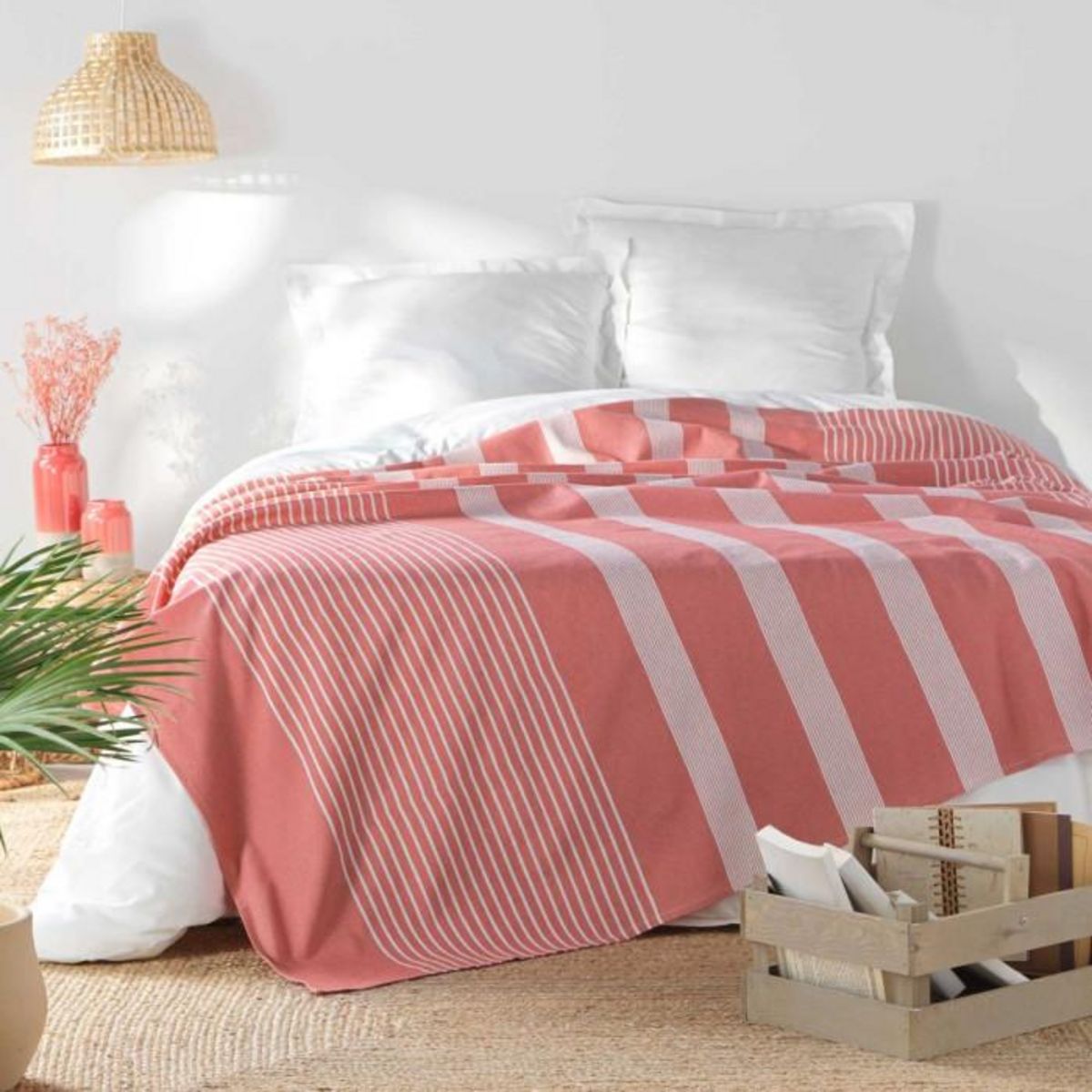 Paris Prix Couvre-Lit Tissé Imprimé  Adele  220x240cm Rose