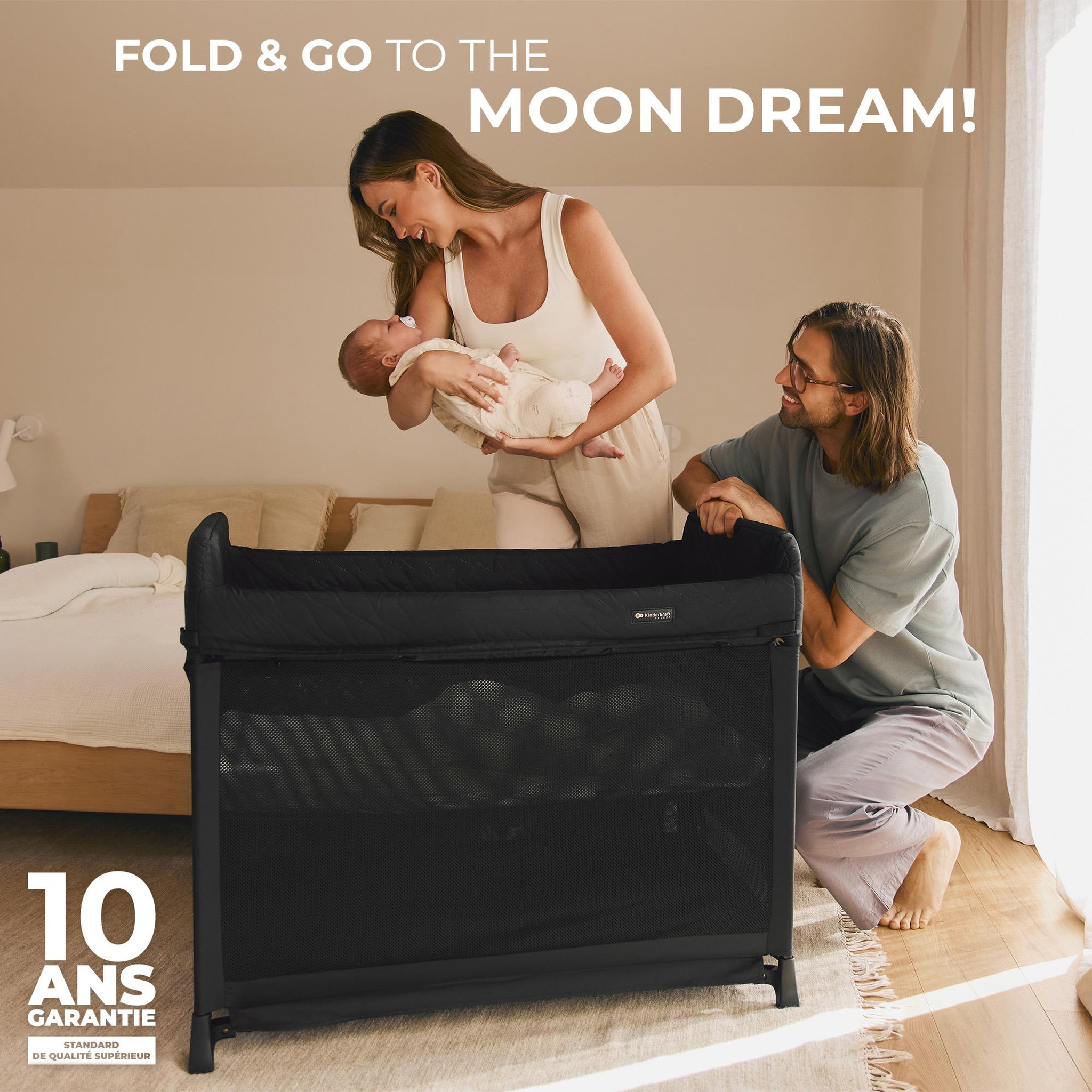 Voir la diapositive 2 : KINDERKRAFT Lit parapluie pliable à deux niveaux