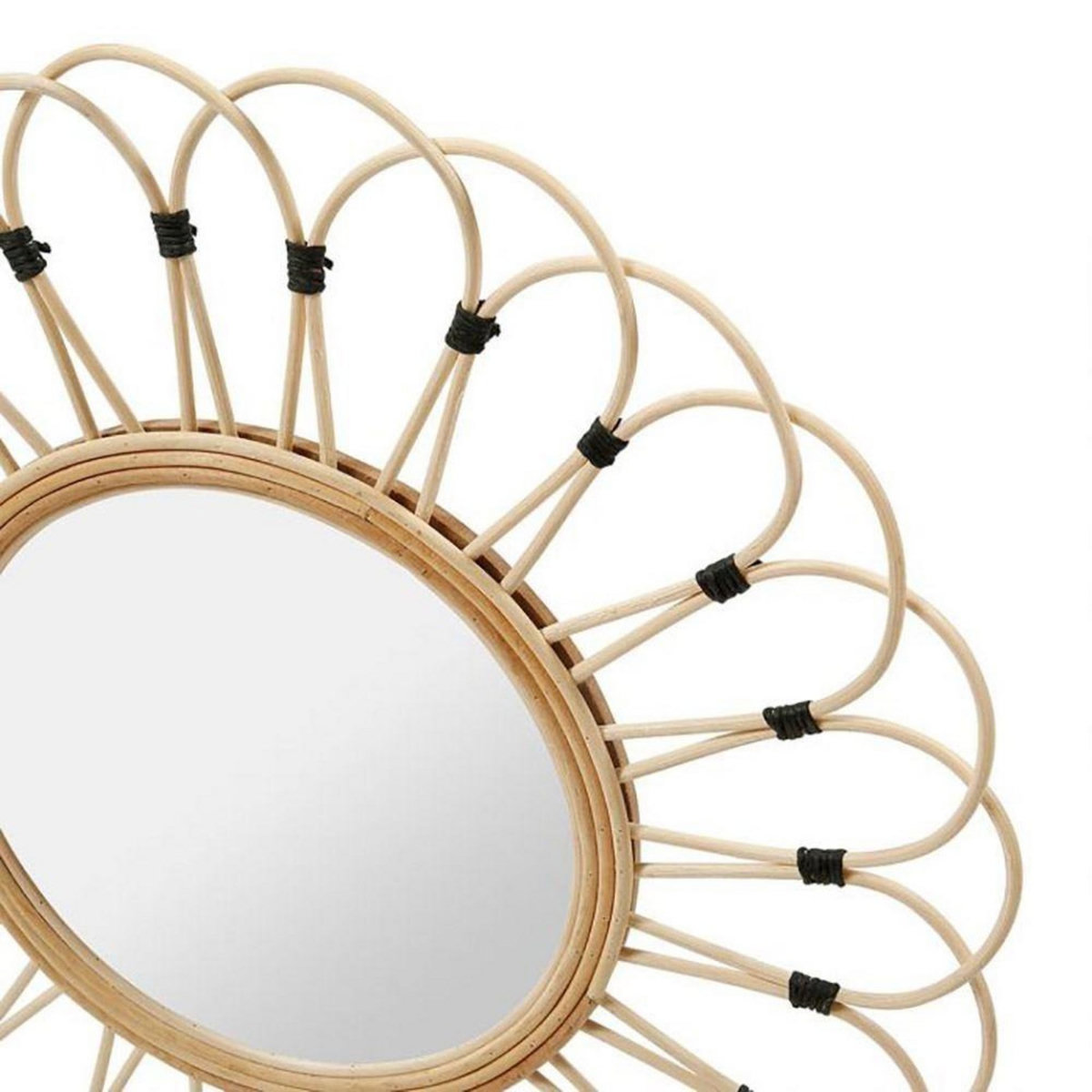 OSTARIA Miroir rond rotin Marguerite naturel D50