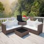 Voir la diapositive 3 : VIDAXL Salon de jardin 4 pcs avec coussins Resine tressee Marron