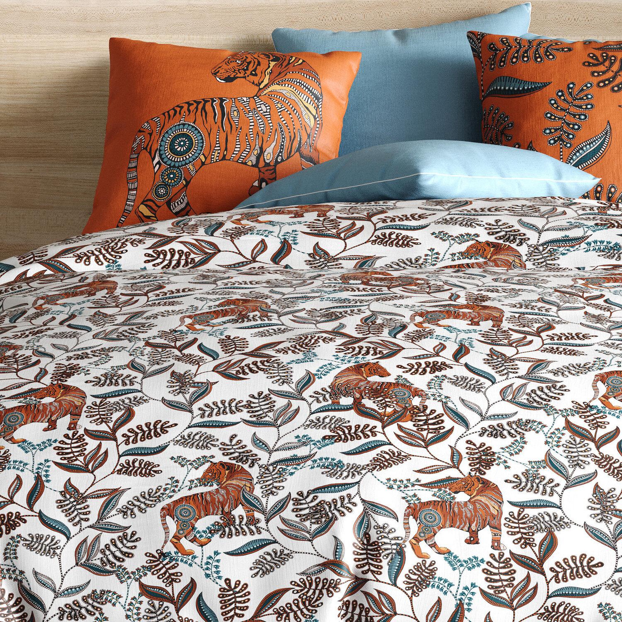 Voir la diapositive 3 : Les Ateliers du Linge Parure housse de couette 100% coton 57fils-savane