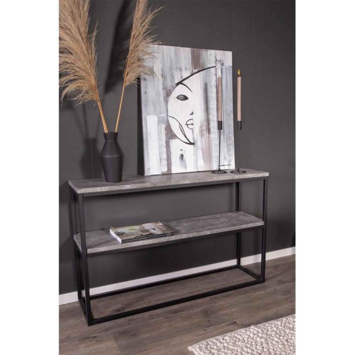 Paris Prix Console Design Double  Rise  110cm Gris & Noir