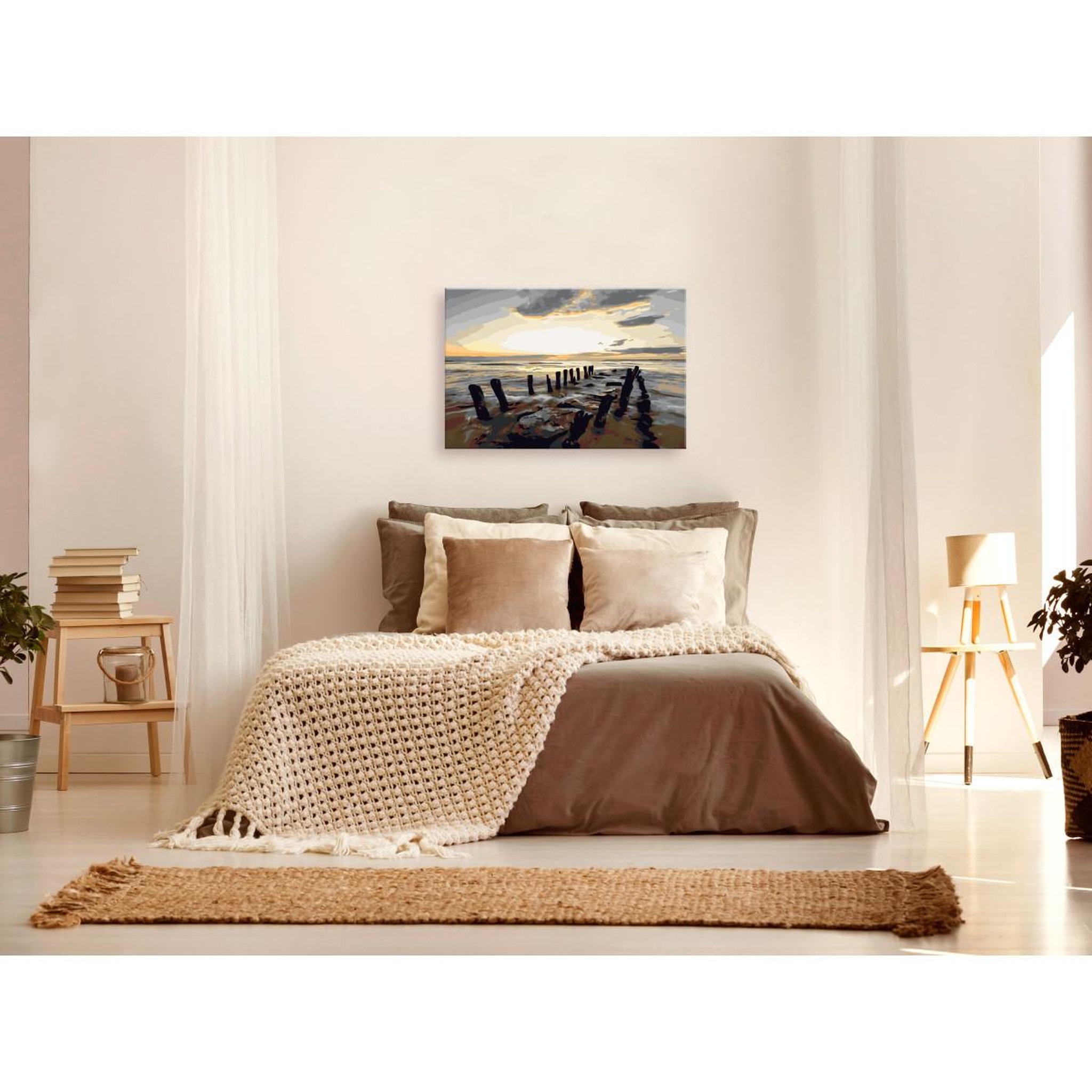 Voir la diapositive 2 : Paris Prix Tableau à peindre soi-même  plage lever de soleil  40x60cm