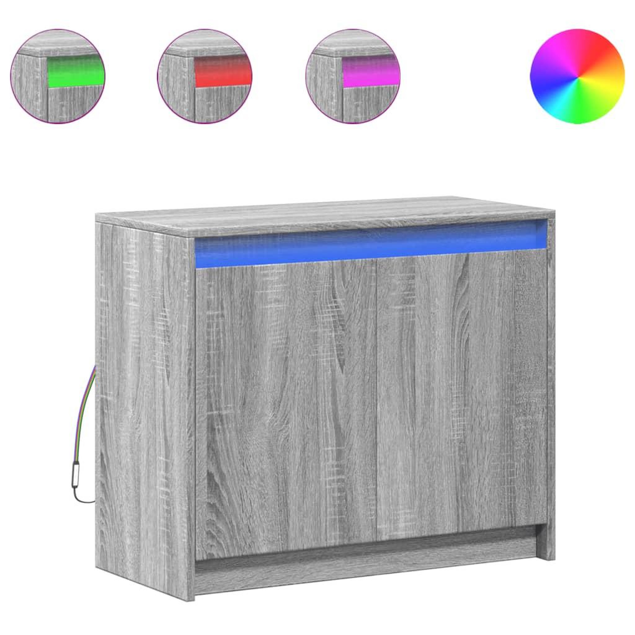 Voir la diapositive 2 : VIDAXL Buffet avec LED sonoma gris 72x34x61 cm bois d'ingenierie