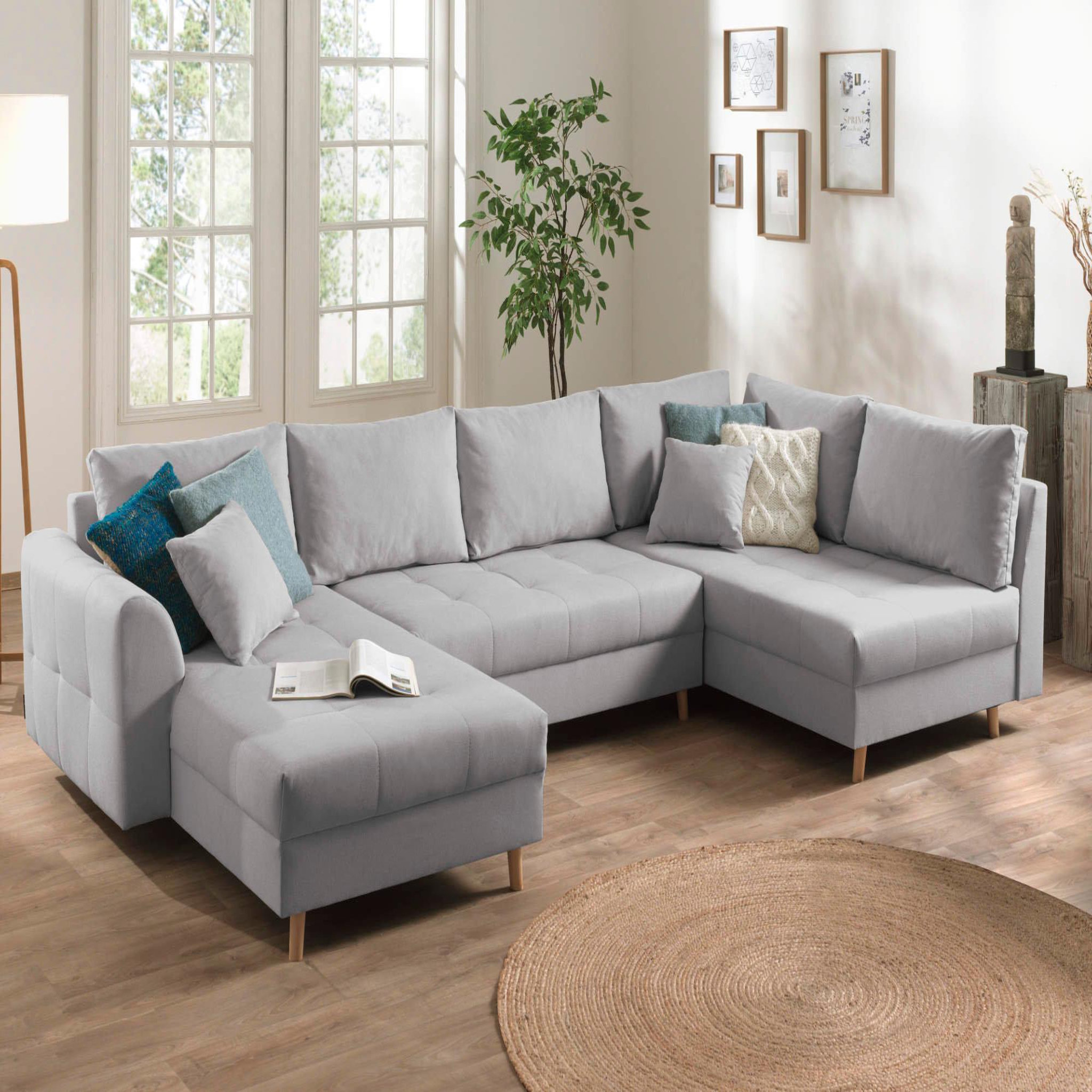Voir la diapositive 1 : LISA DESIGN Rune - canapé panoramique - 7 places - style scandinave - droit