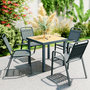 Voir la diapositive 2 : OUTSUNNY Lot de 4 chaises de jardin empilables design néo-rétro avec hauts dossiers accoudoirs acier époxy gris