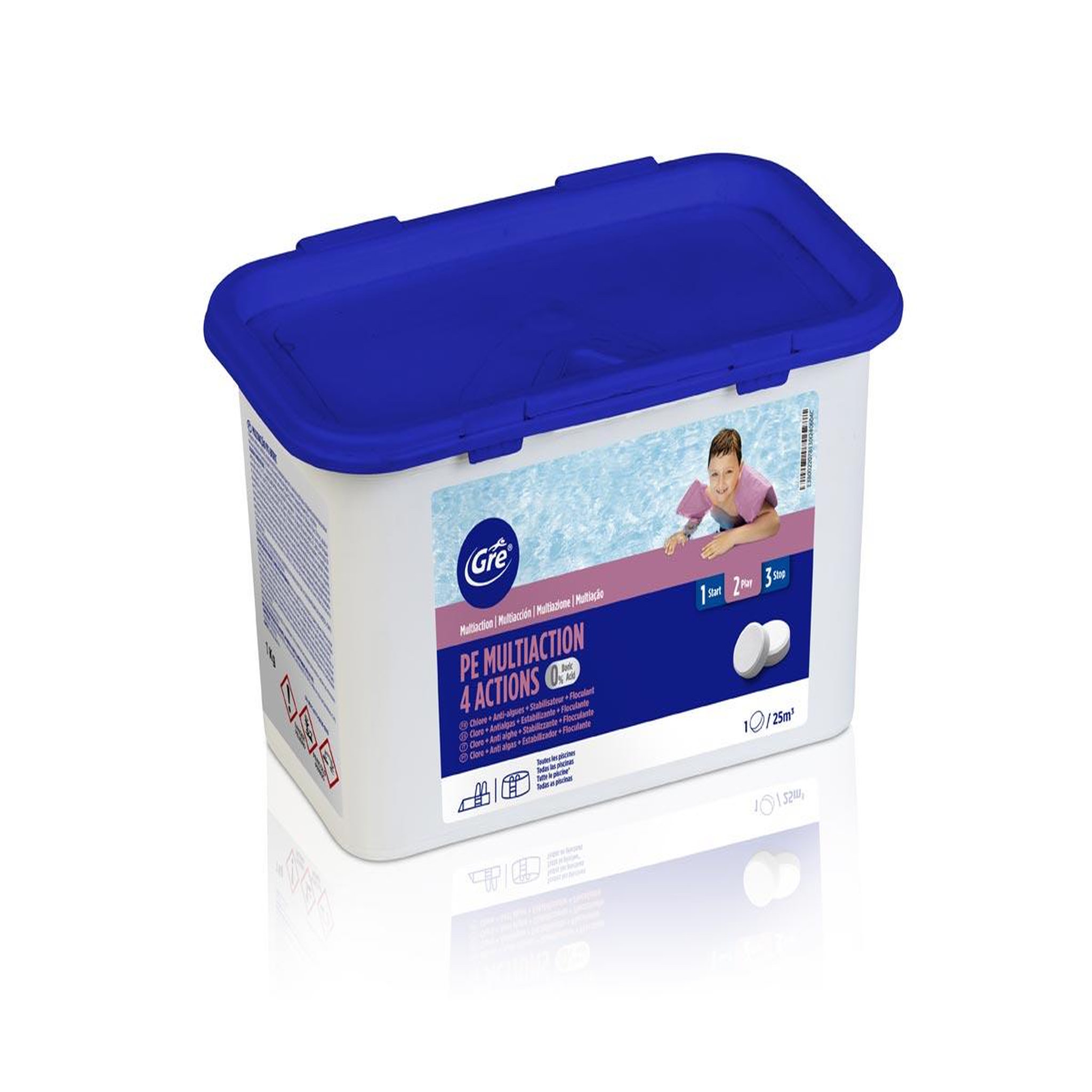 GRE Chlore 4 actions sans acide borique 1 kg - gré