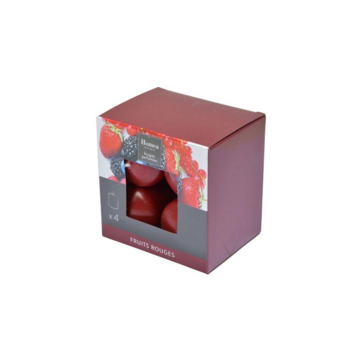 Paris Prix Lot de 4 Bougies Pilier  Essentiel II  6cm Fruits Rouges