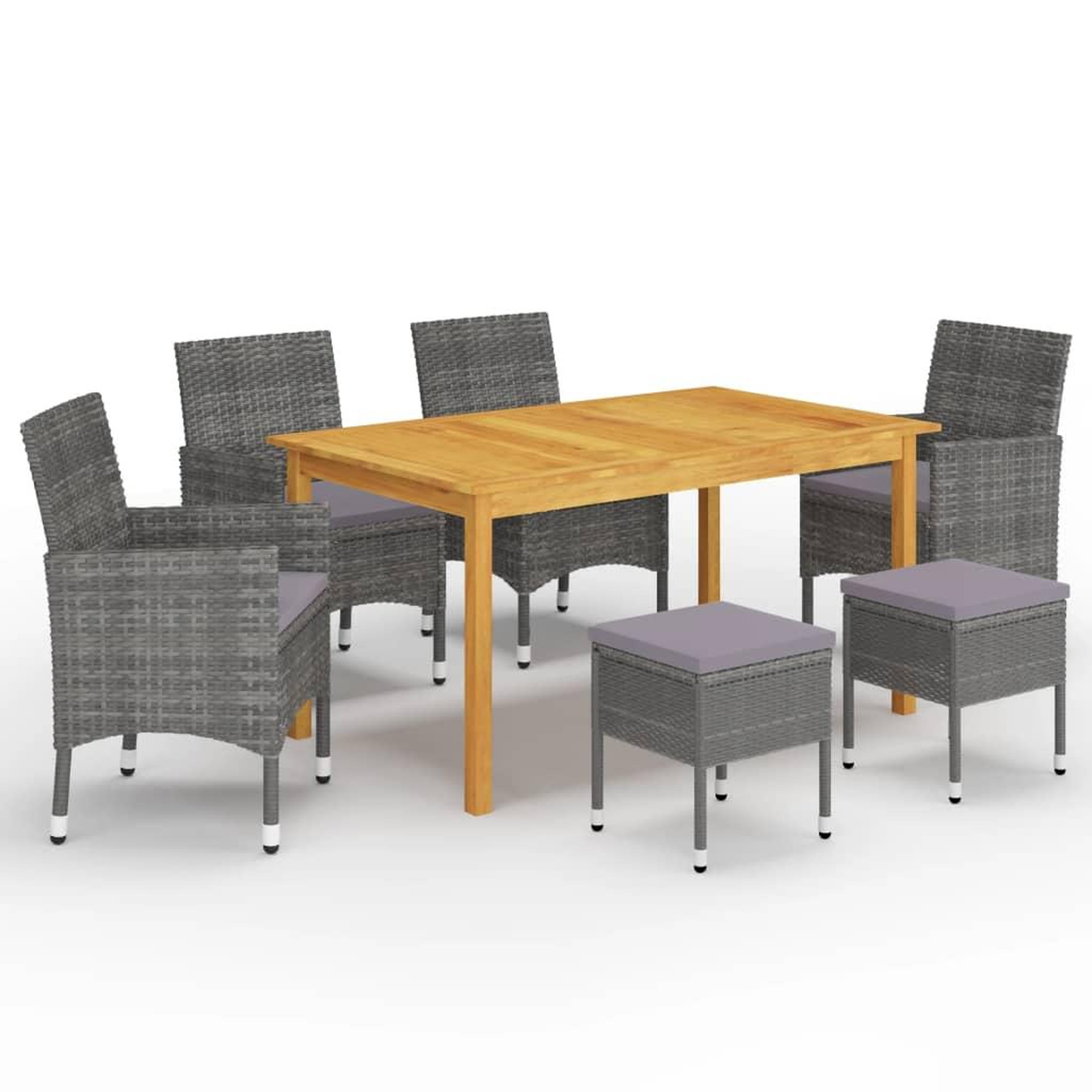 VIDAXL Ensemble a manger de jardin 7 pcs Gris