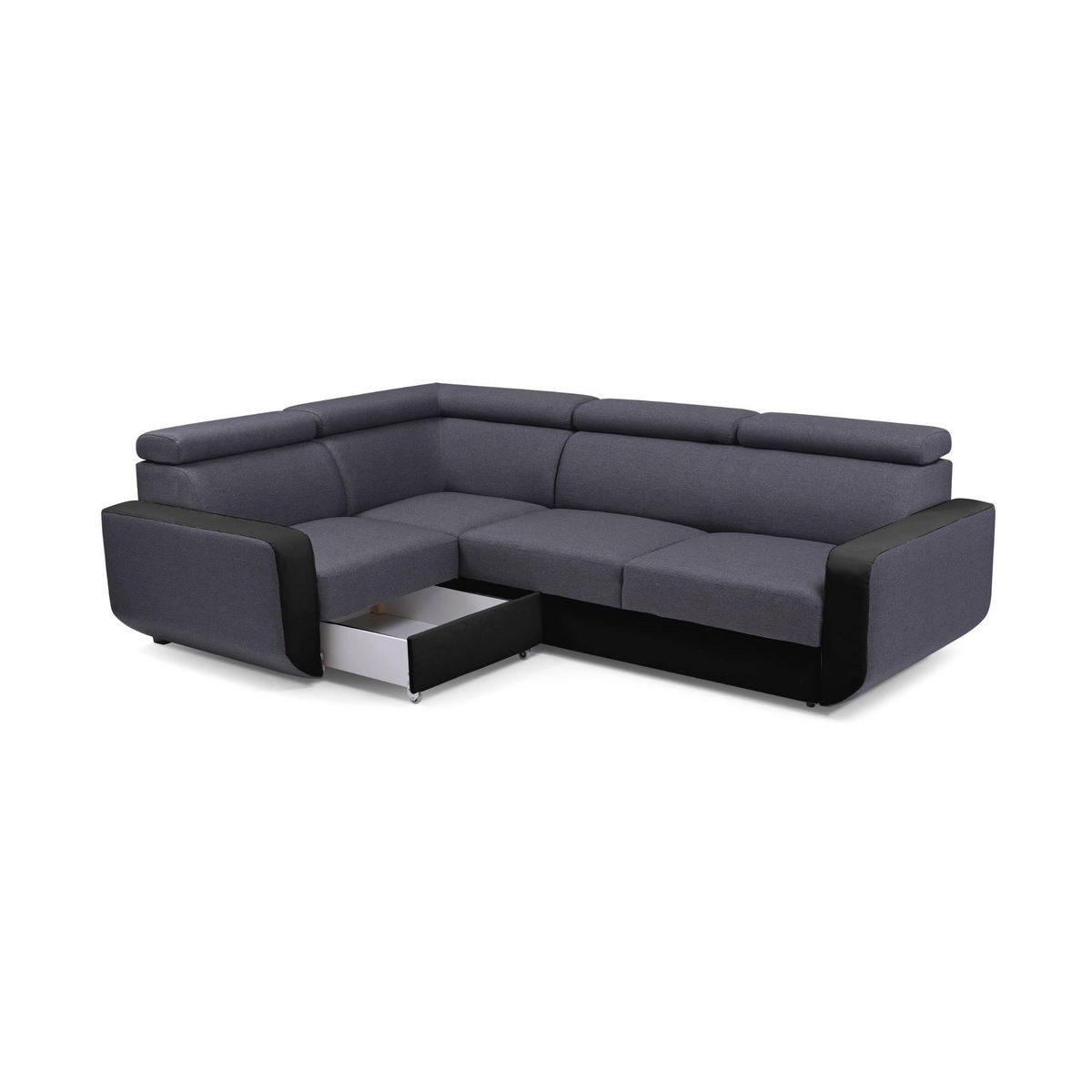 LISA DESIGN Dustin - canapé d'angle l réversible - 5 places - convertible avec coffre - têtieres réglables