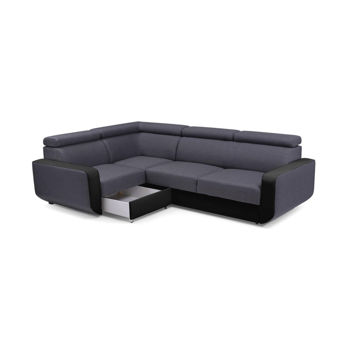 LISA DESIGN Dustin - canapé d'angle l réversible - 5 places - convertible avec coffre - têtieres réglables
