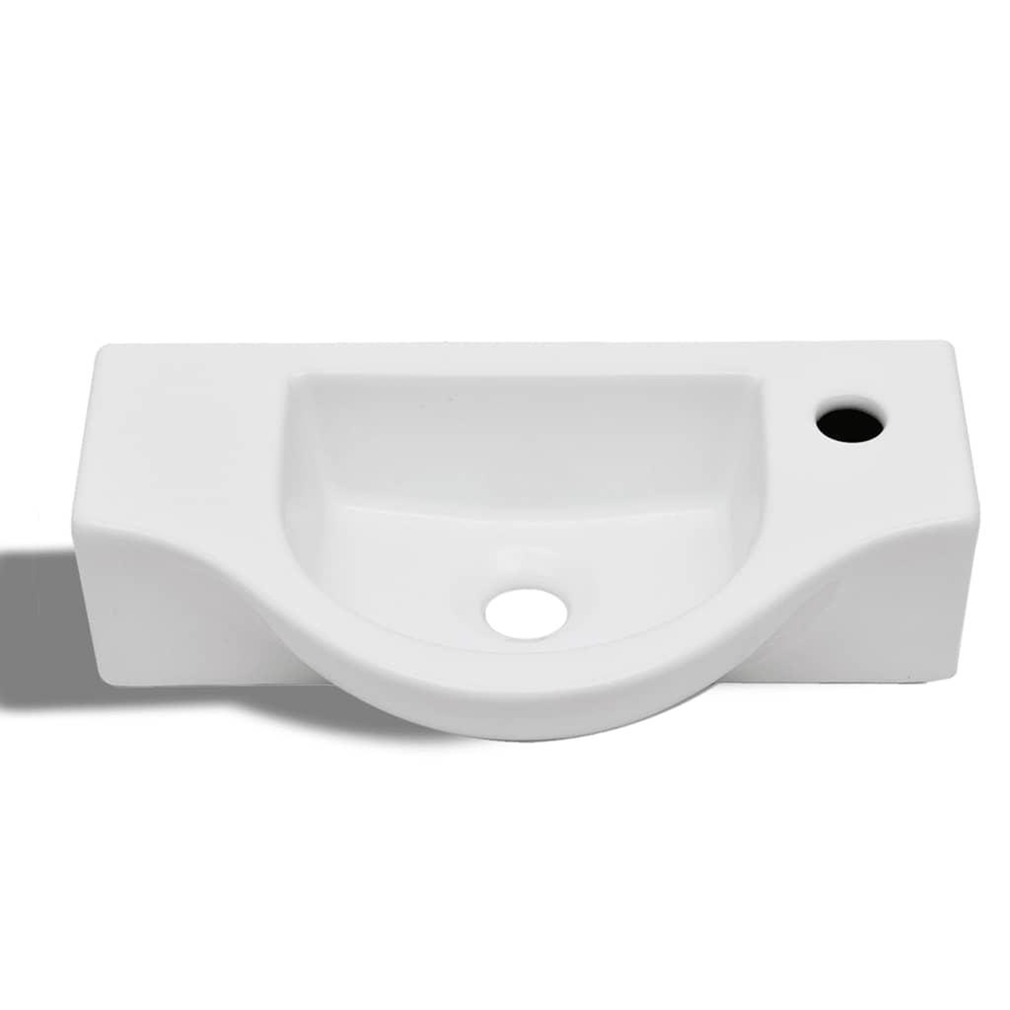Voir la diapositive 4 : VIDAXL Vasque a trou pour robinet ceramique Blanc pour salle de bain