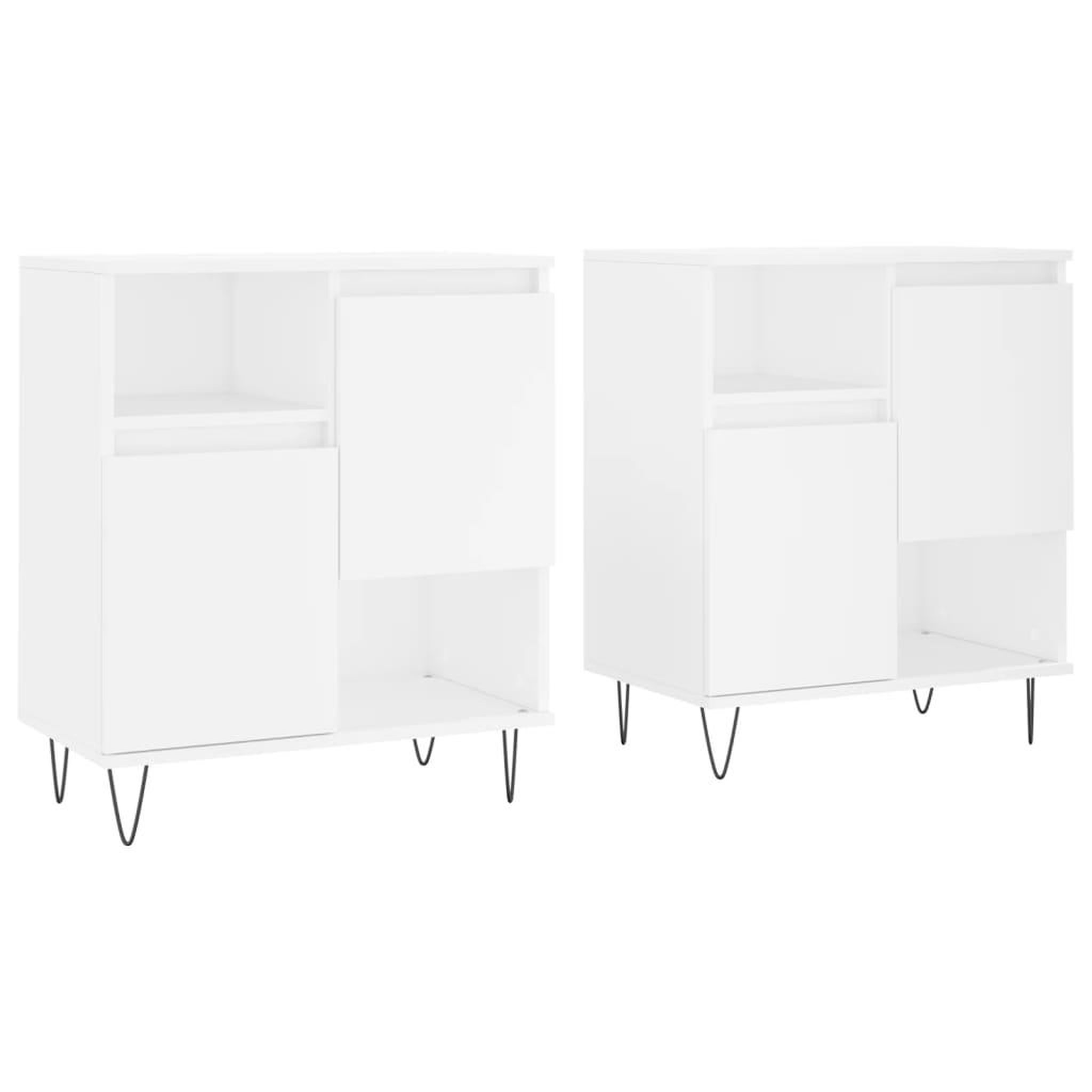 Voir la diapositive 2 : VIDAXL Buffets 2 pcs blanc bois d'ingenierie