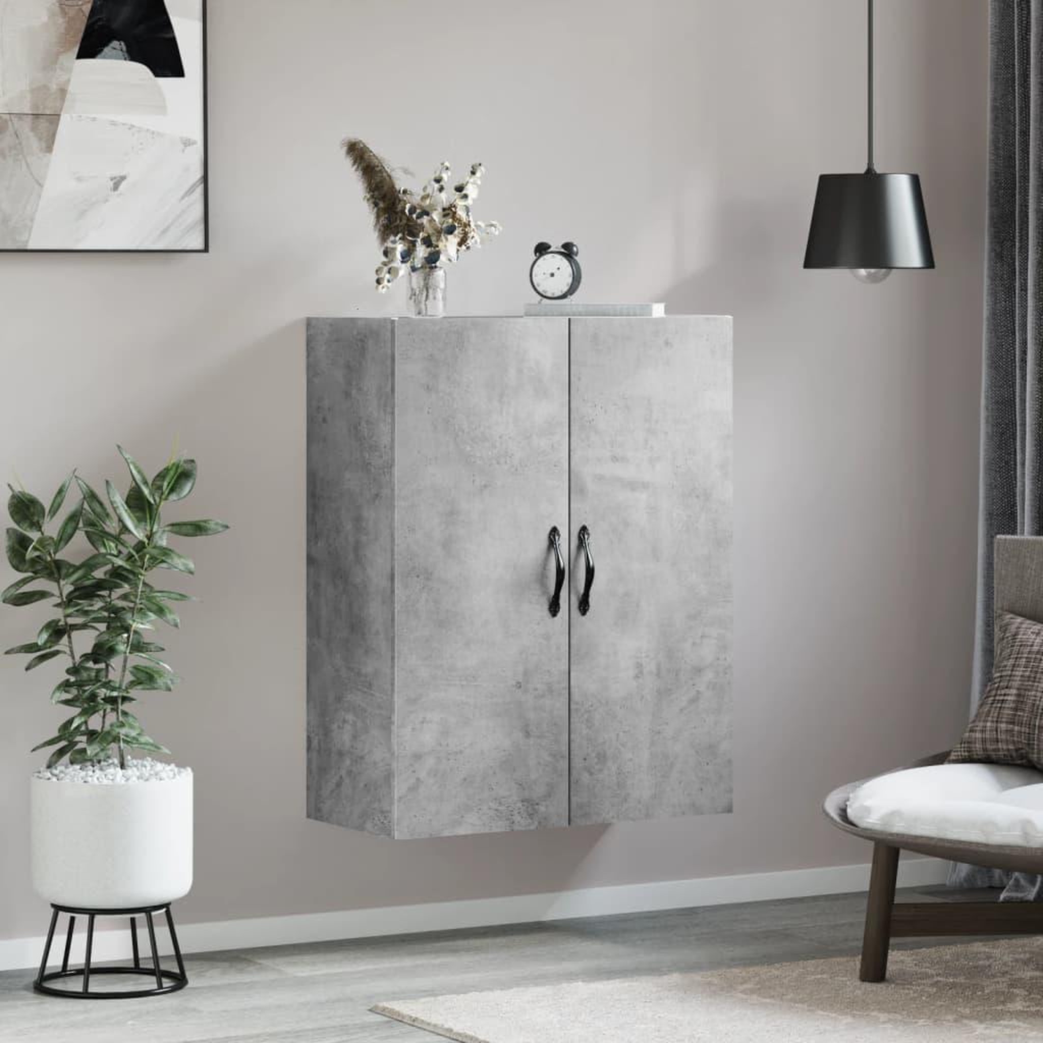 Voir la diapositive 3 : VIDAXL Armoire murale gris beton 69,5x34x90 cm bois d'ingenierie