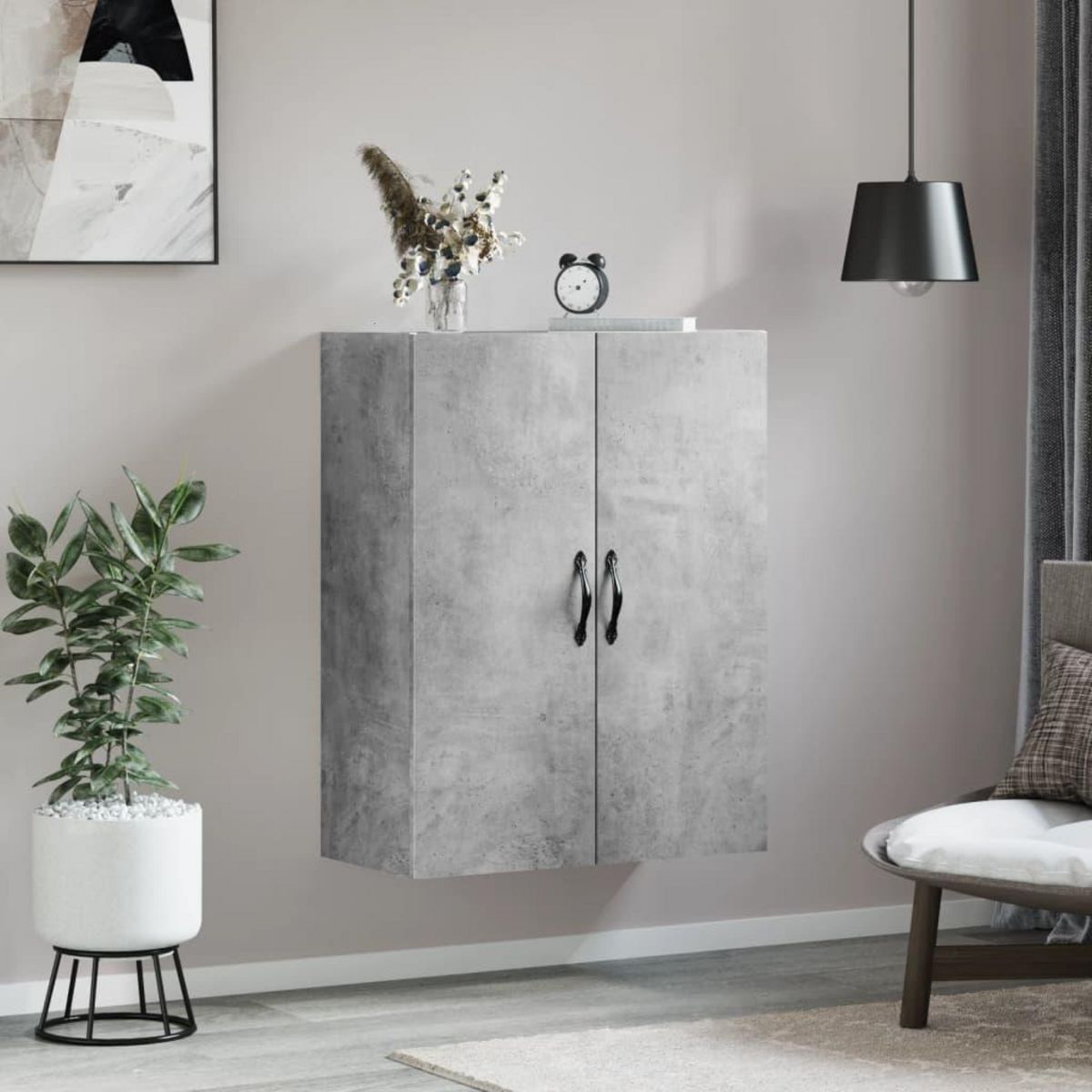 VIDAXL Armoire murale gris beton 69,5x34x90 cm bois d'ingenierie