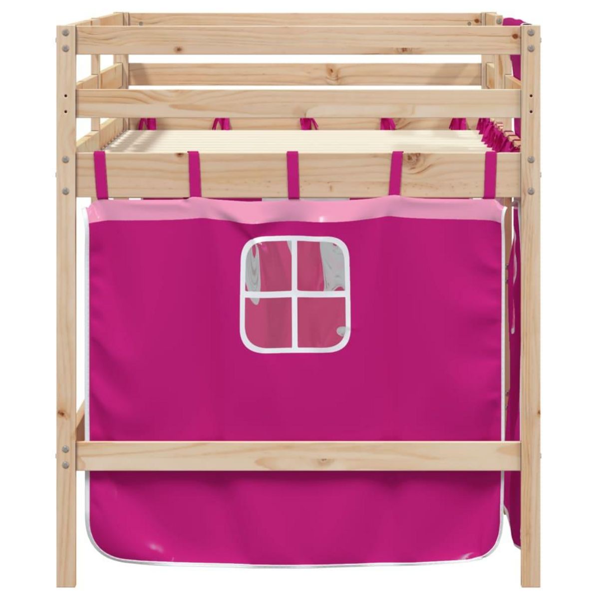 VIDAXL Lit mezzanine enfants avec rideaux sans matelas rose 90x200cm