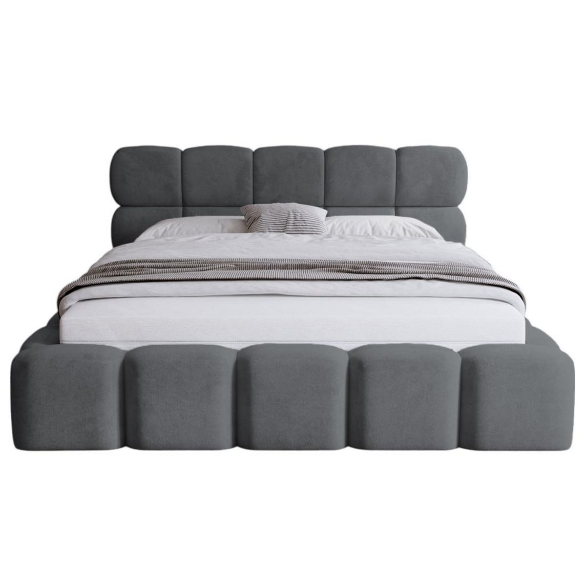 BEST MOBILIER Mariposa - lit coffre - 140x200 cm - sommier inclus - en velours