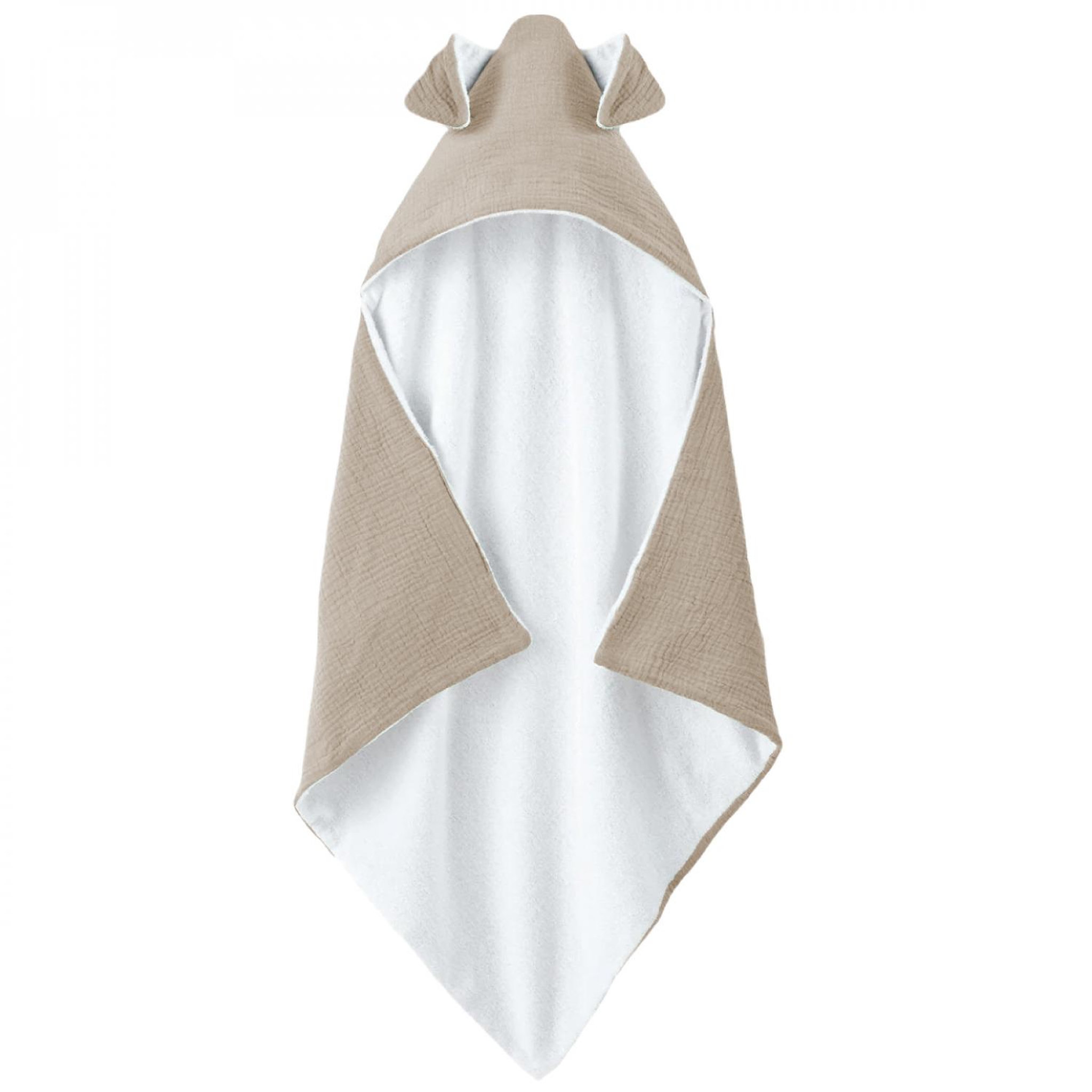 Monsieur Bébé Cape, sortie de bain pour bébé intérieur 100 % coton - 100 x 100 cm - Lapin - Beige