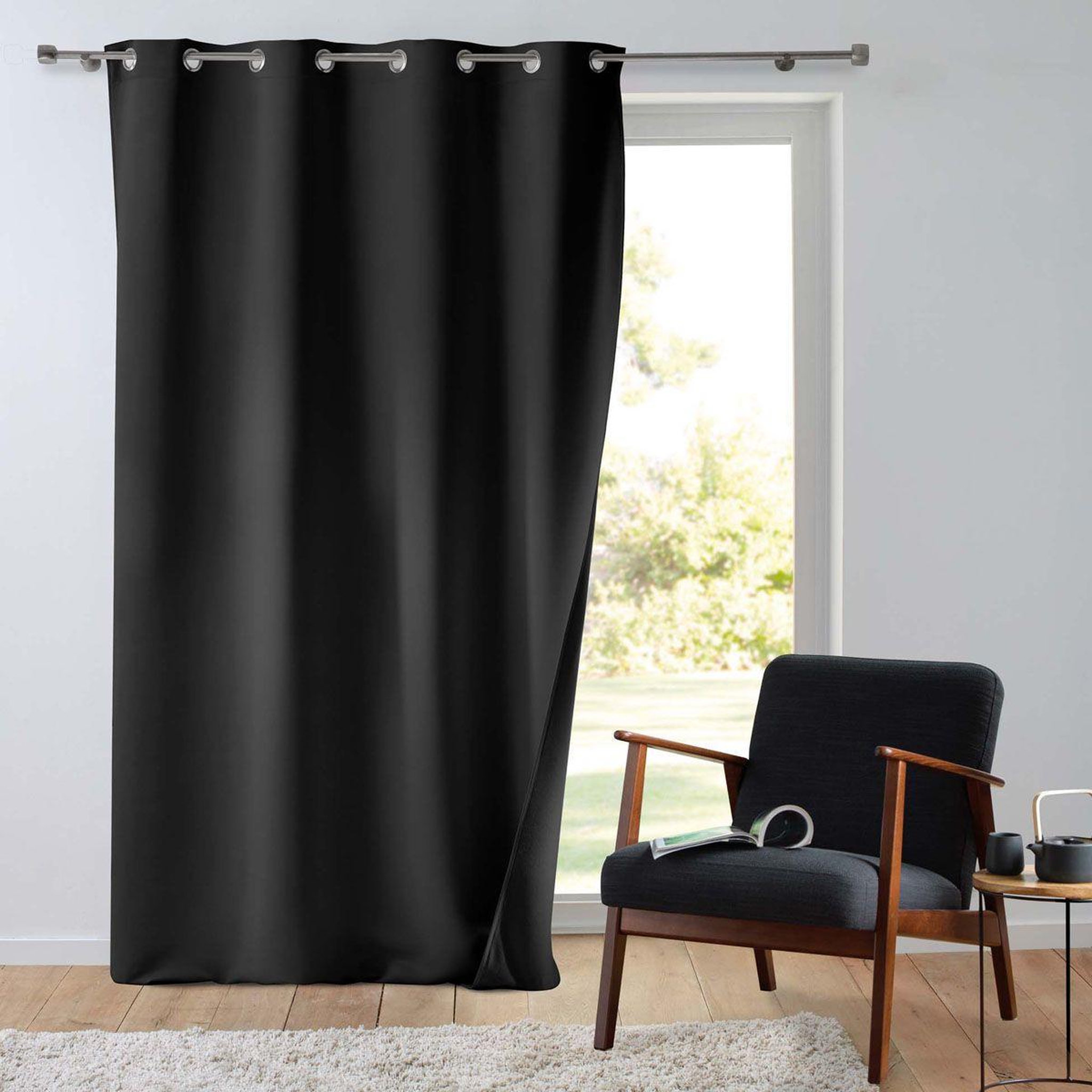 Voir la diapositive 5 : Douceur d'Intérieur Rideau isolant thermique  micropolar  135x260cm noir