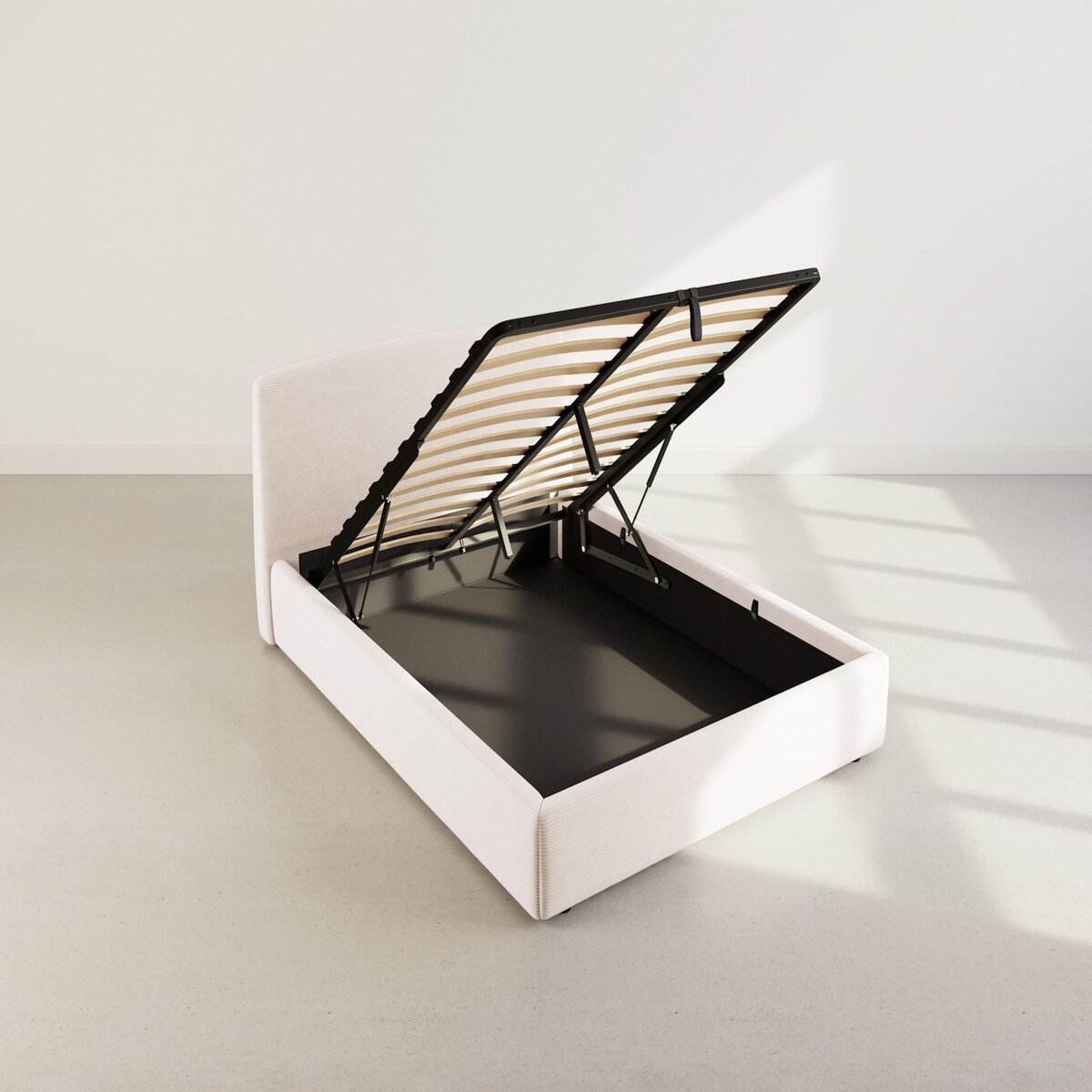 BEST MOBILIER Juliette - lit coffre - 160x200 cm - en velours côtelé