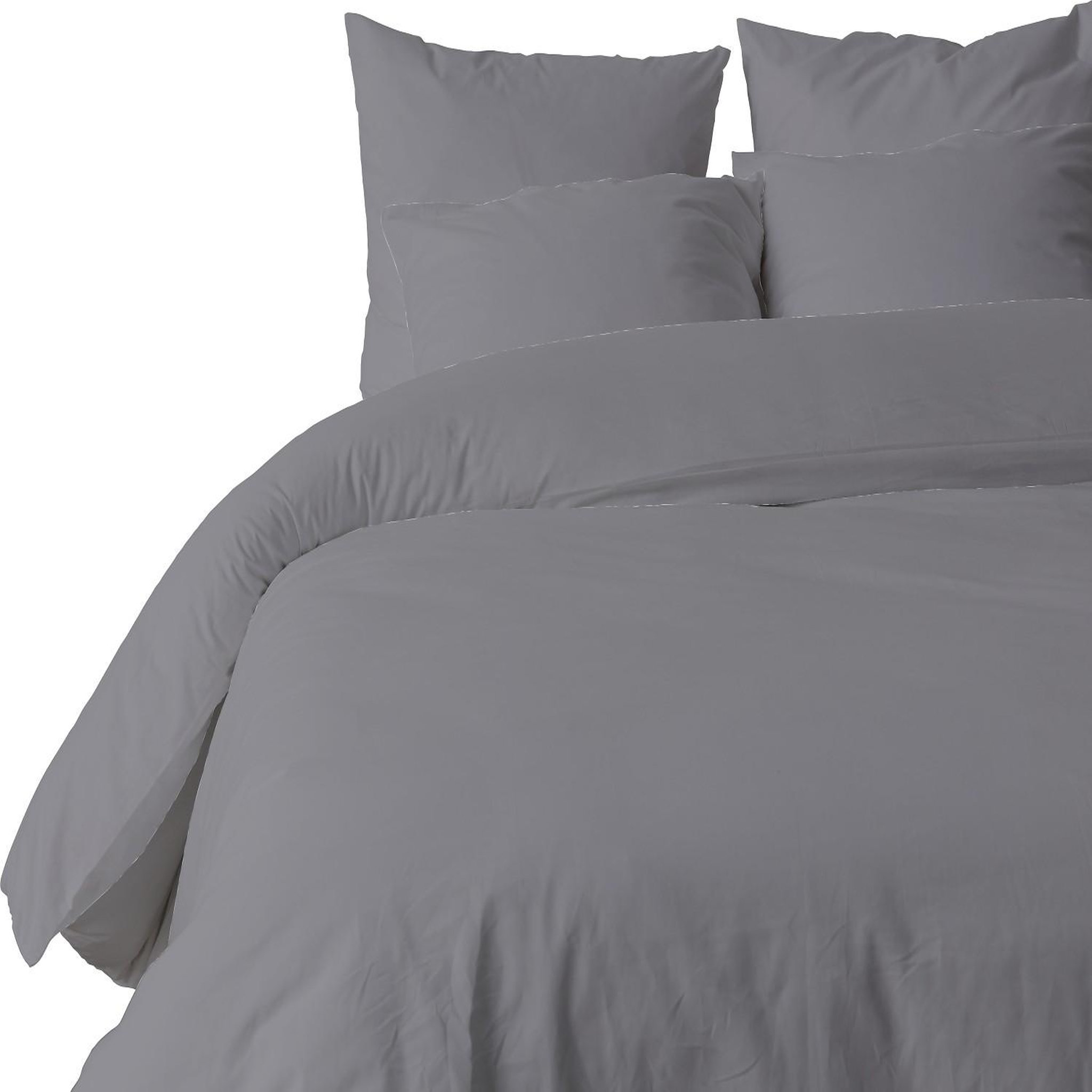 Home collection Parure housse de couette 100% coton 57fils. Coloris disponibles : Blanc, Beige, Jaune, Gris, Vert, Bleu