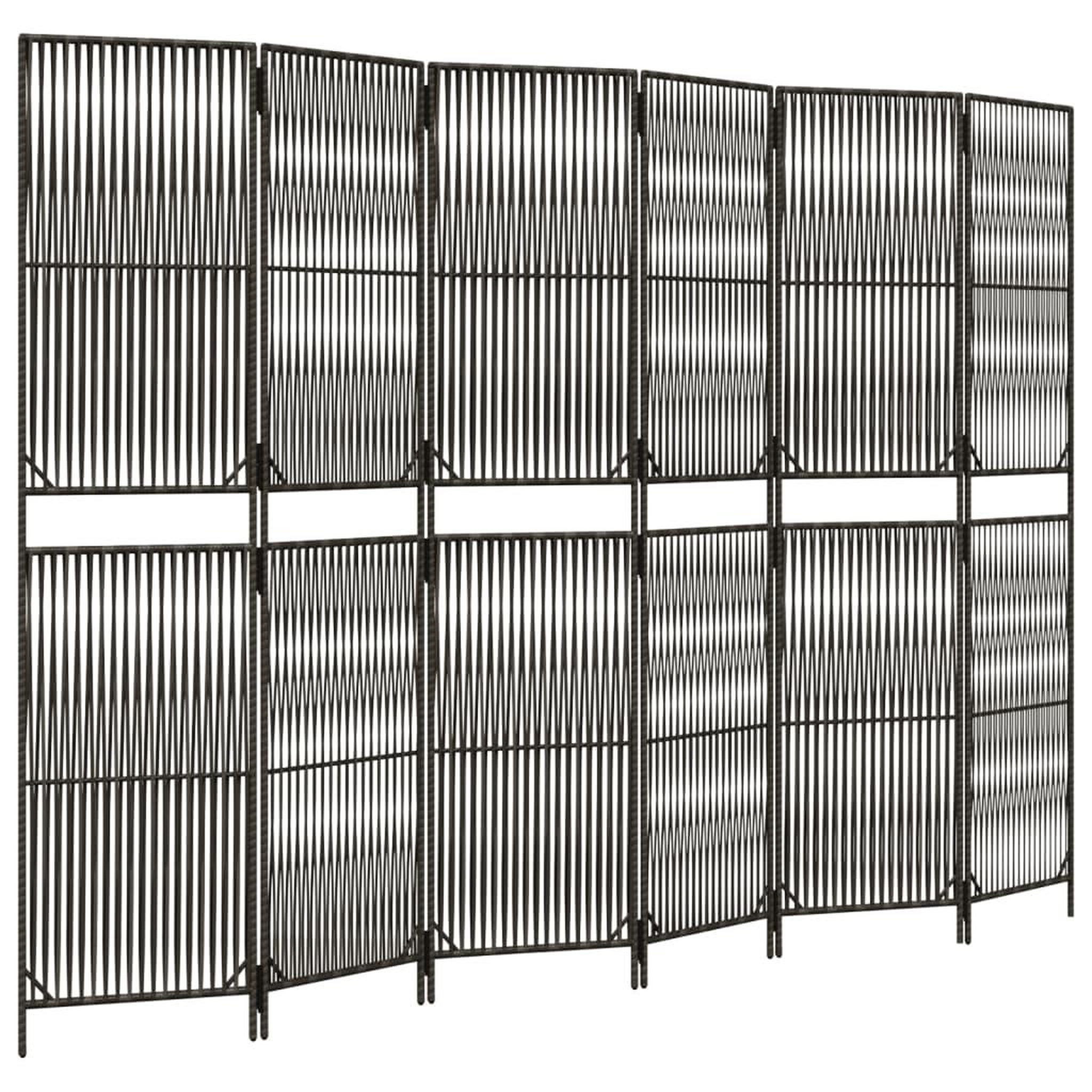 Voir la diapositive 2 : VIDAXL Cloison de separation 6 panneaux gris resine tressee