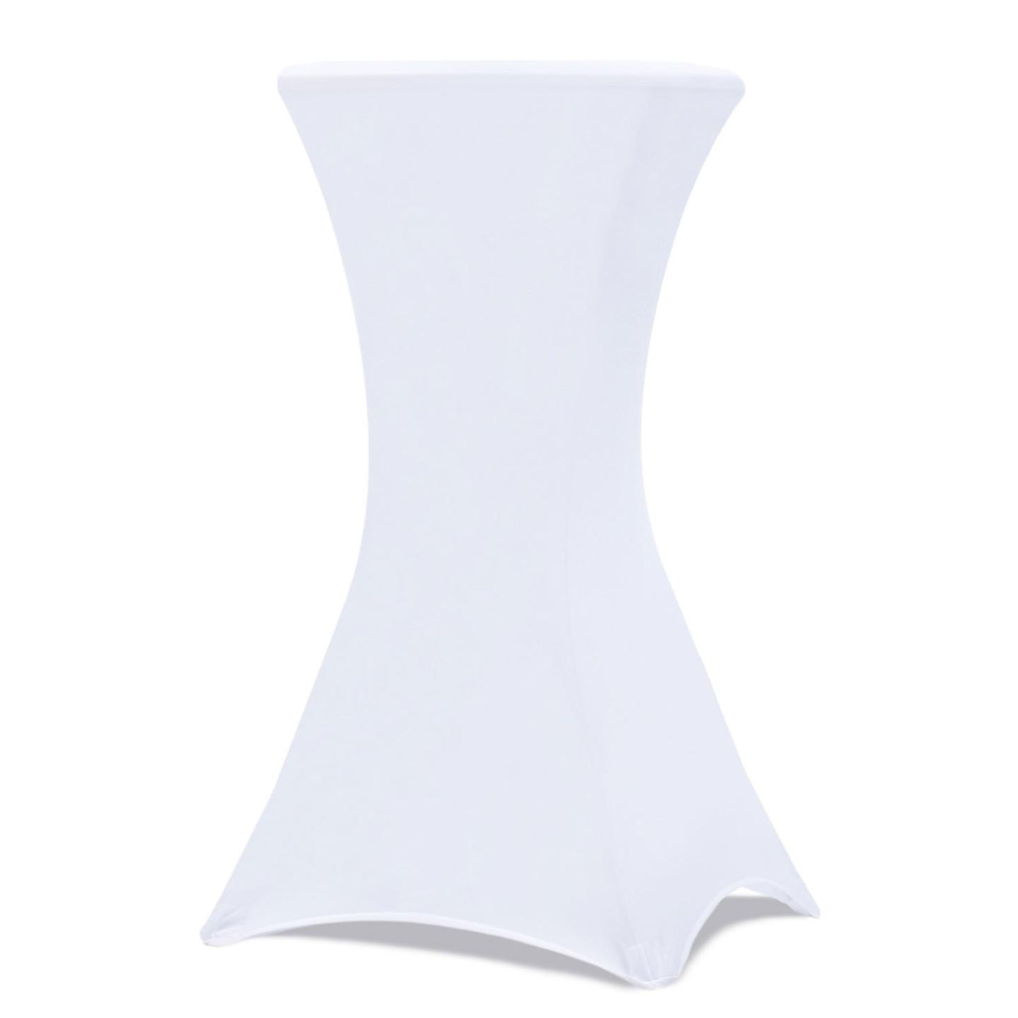 Voir la diapositive 4 : ID MARKET Lot de 2 tables hautes pliantes 105 cm et 2 housses blanches