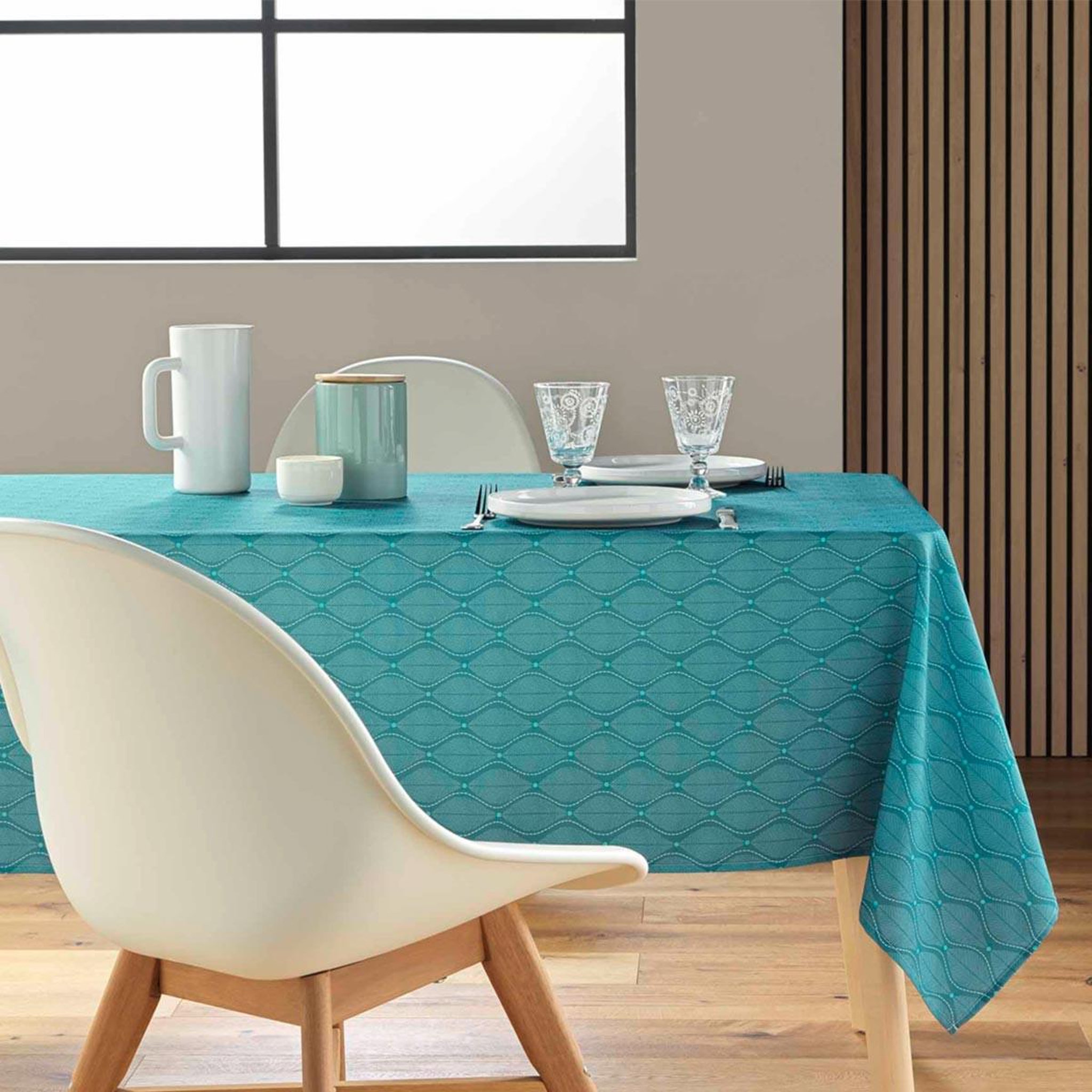 Voir la diapositive 4 : Douceur d'Intérieur Nappe antitache imprimé  ofelis  145x240cm bleu