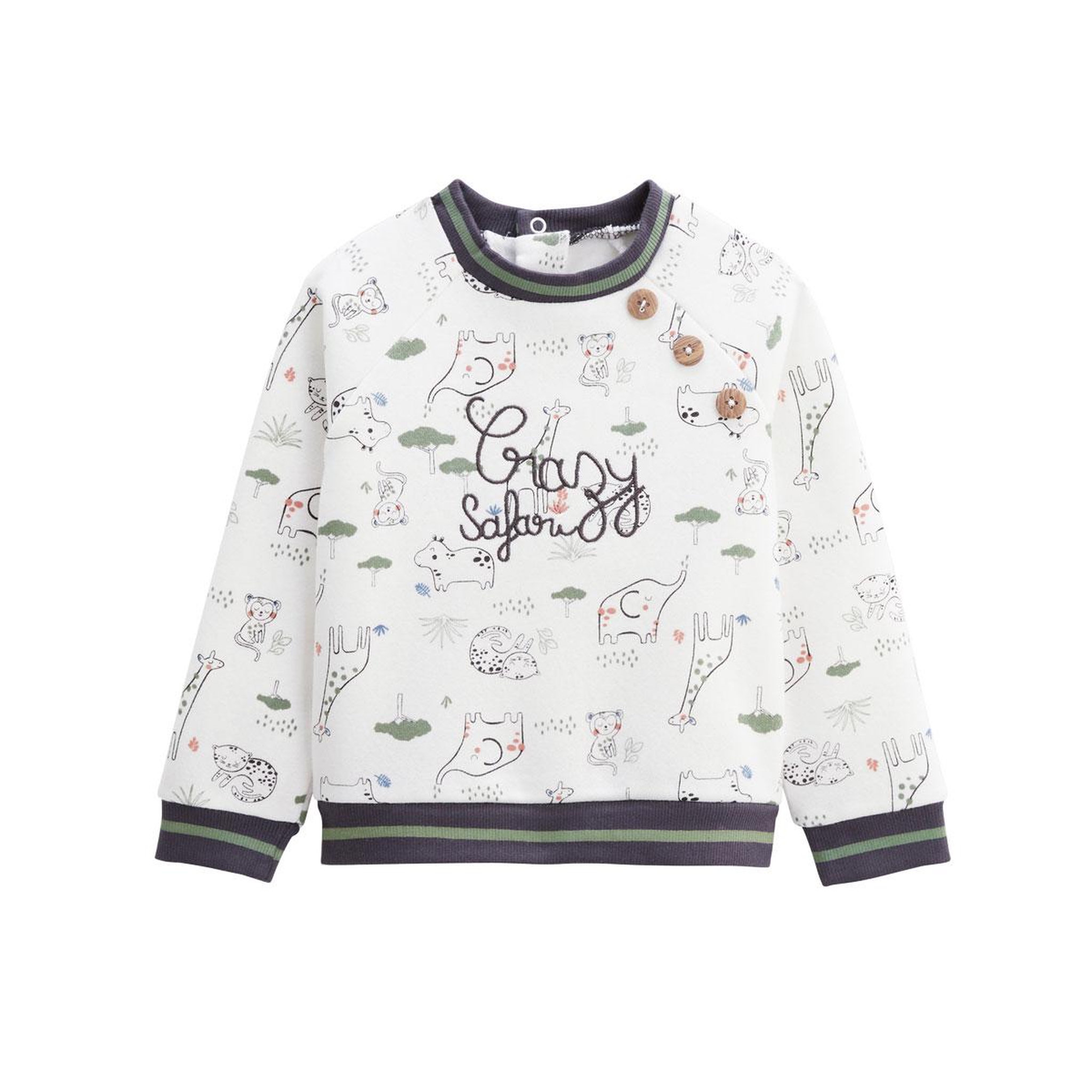 Voir la diapositive 4 : Petit Béguin Ensemble bébé sweat-shirt en molleton et pantalon en velours Crazy Safari