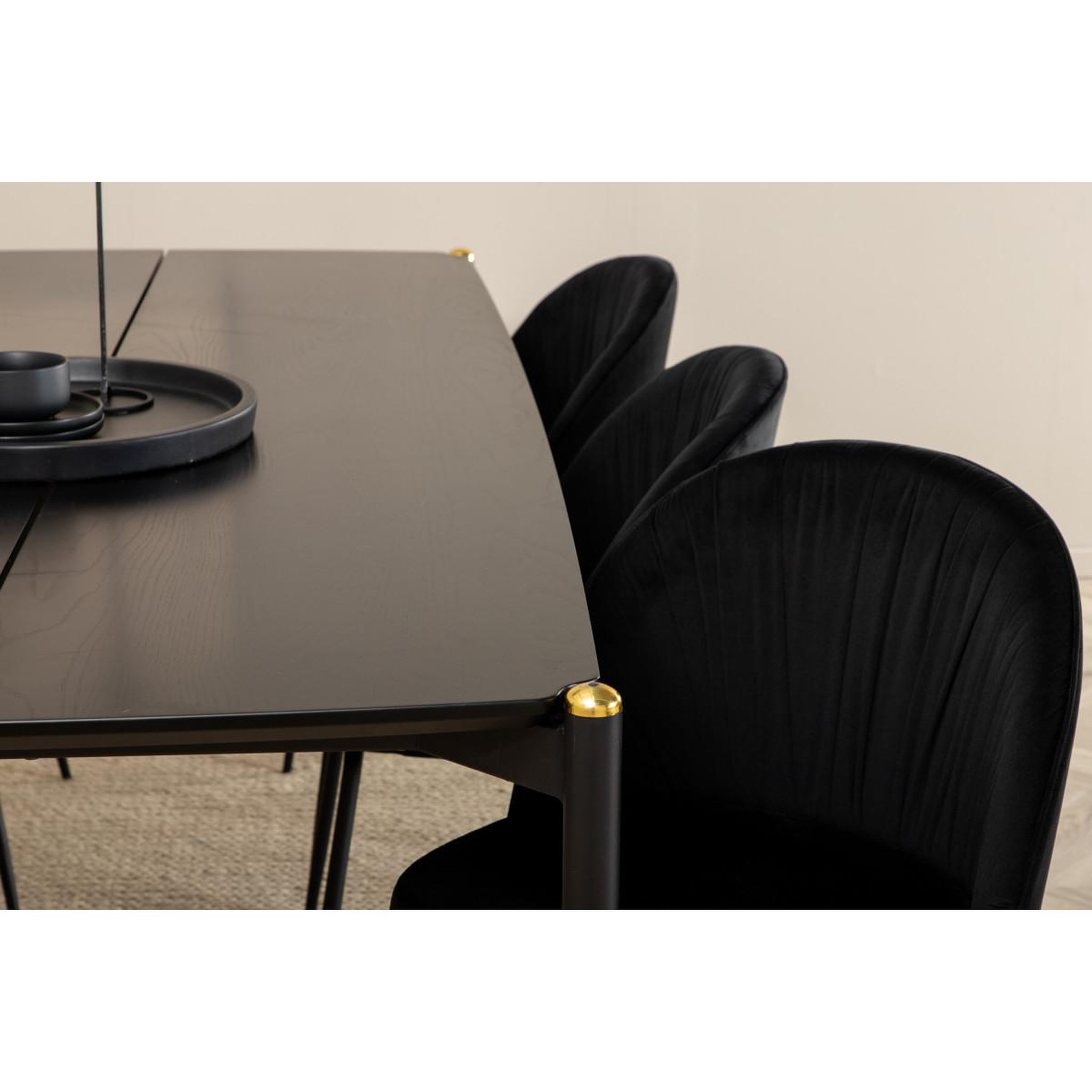 Voir la diapositive 6 : Paris Prix Ensemble table à manger & 6 chaises  pelle & wrinkles  190cm noir