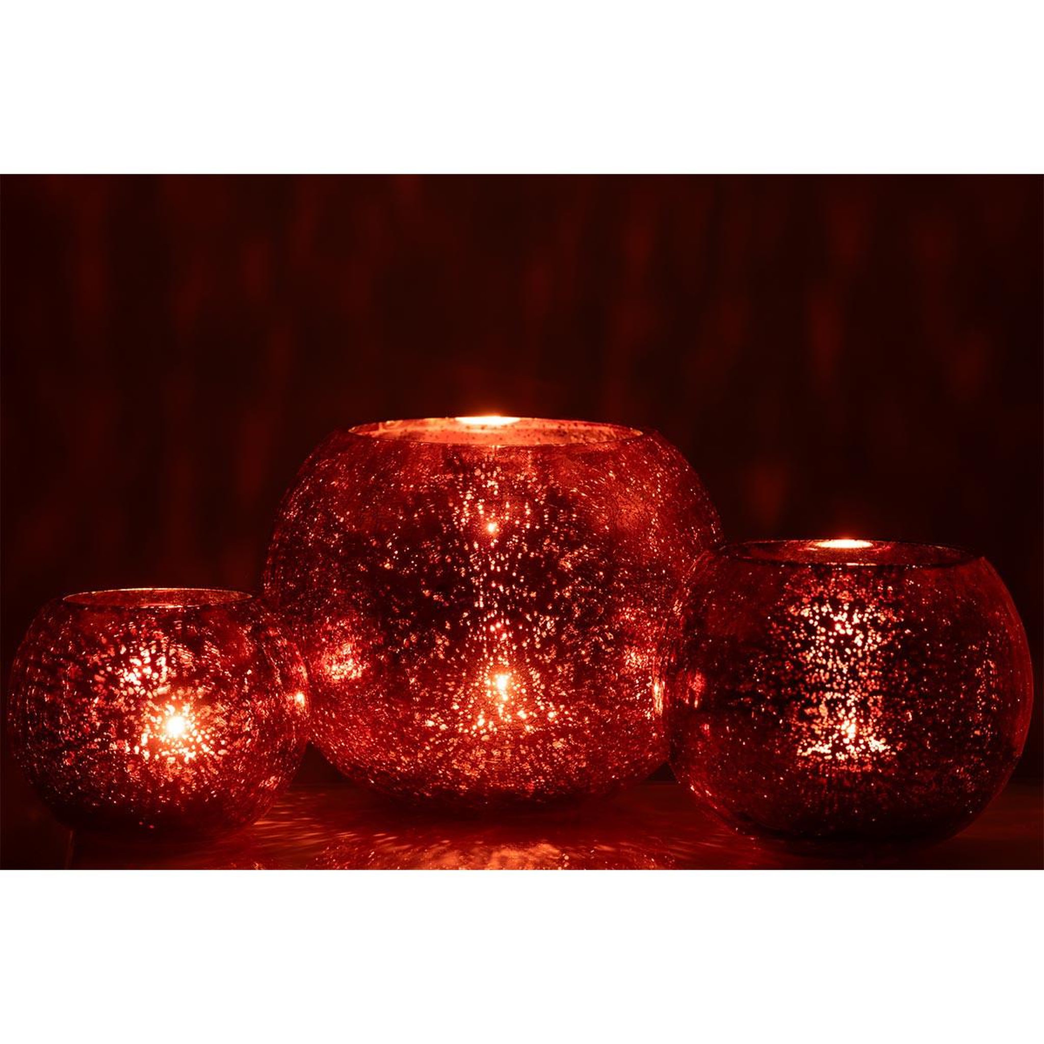 Voir la diapositive 6 : J-LINE Photophore Boule en Verre  Craquelée  20cm Rose