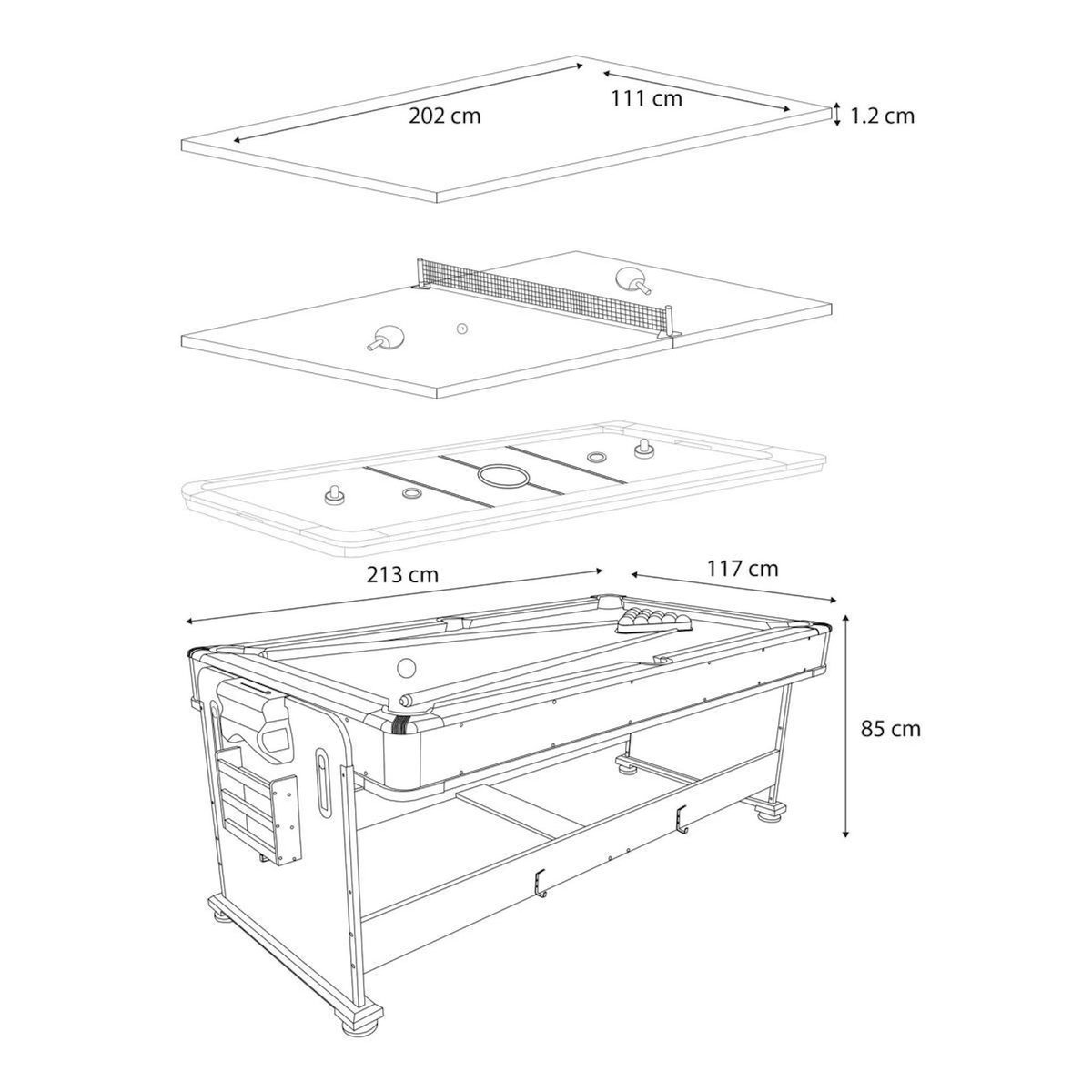 Cougar Table multi-jeux  4-en-1 noire