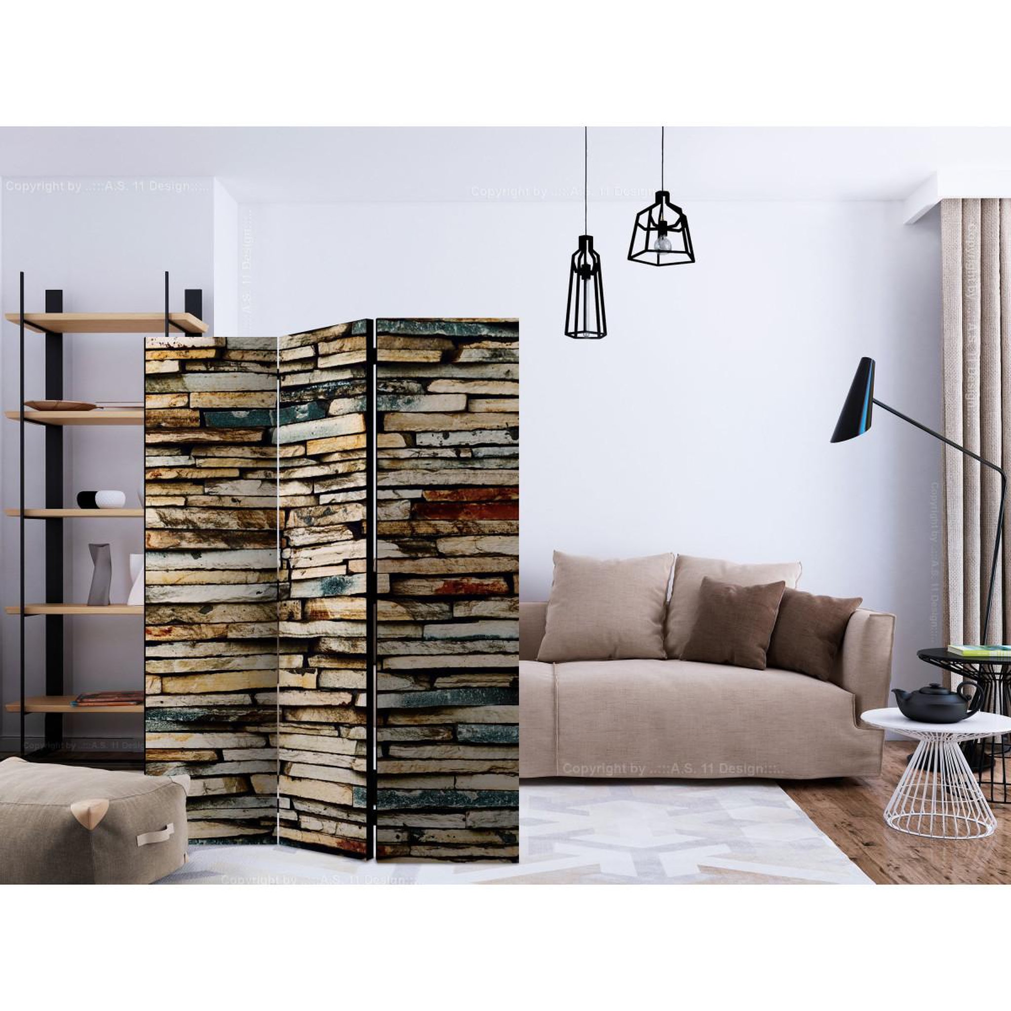 Voir la diapositive 2 : Paris Prix Paravent 3 volets  stony harmony  135x172cm
