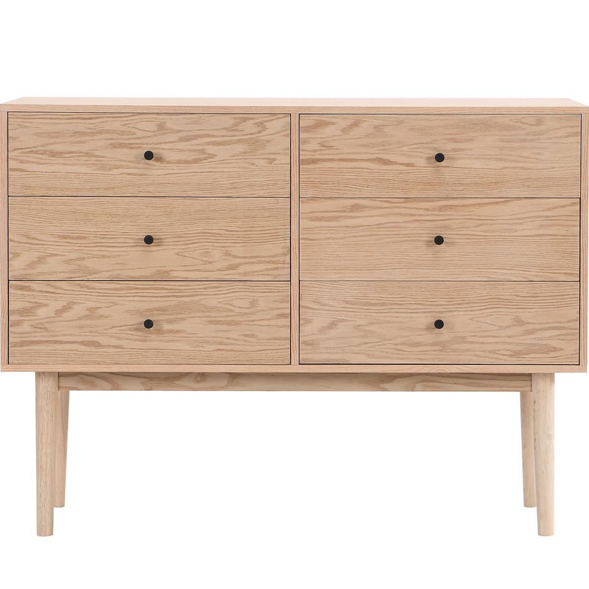 HOMIFAB Commode 6 tiroirs en bois 120 cm - Lisa