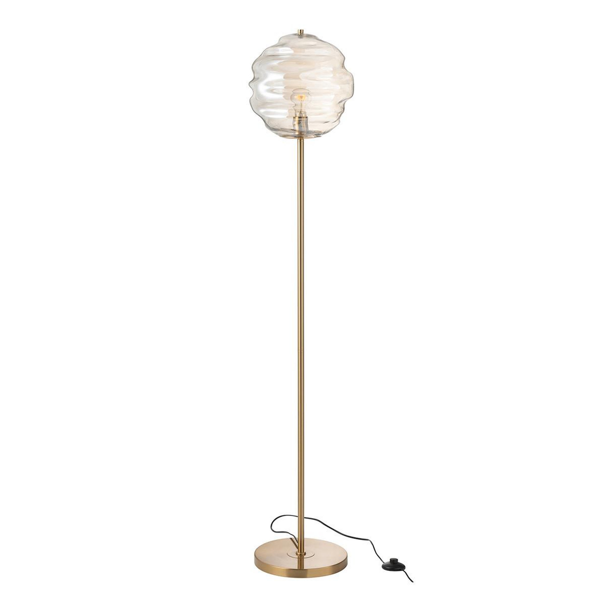 J-LINE Lampadaire en verre  ruche  156cm cognac clair