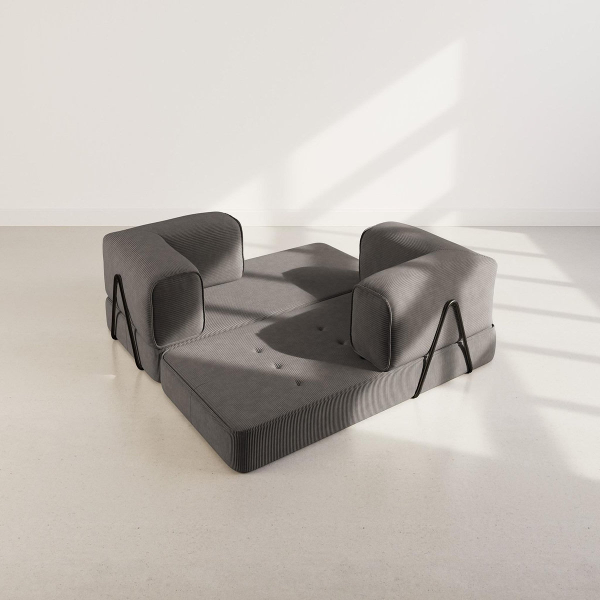 LISA DESIGN Poppy - canapé 3 places convertible en velours côtelé