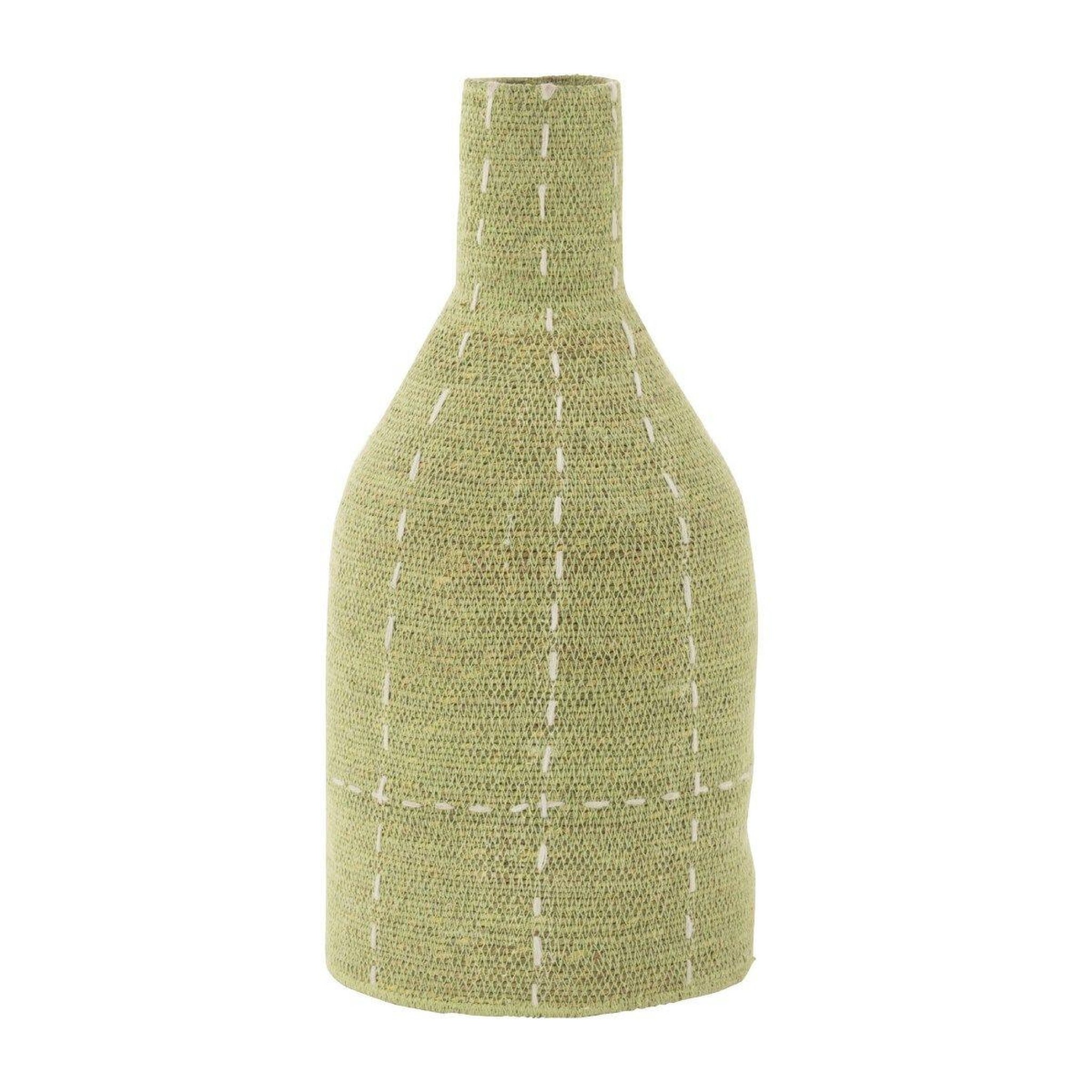 J-LINE Vase bouteille design pointillés  jonc de mer  50cm vert