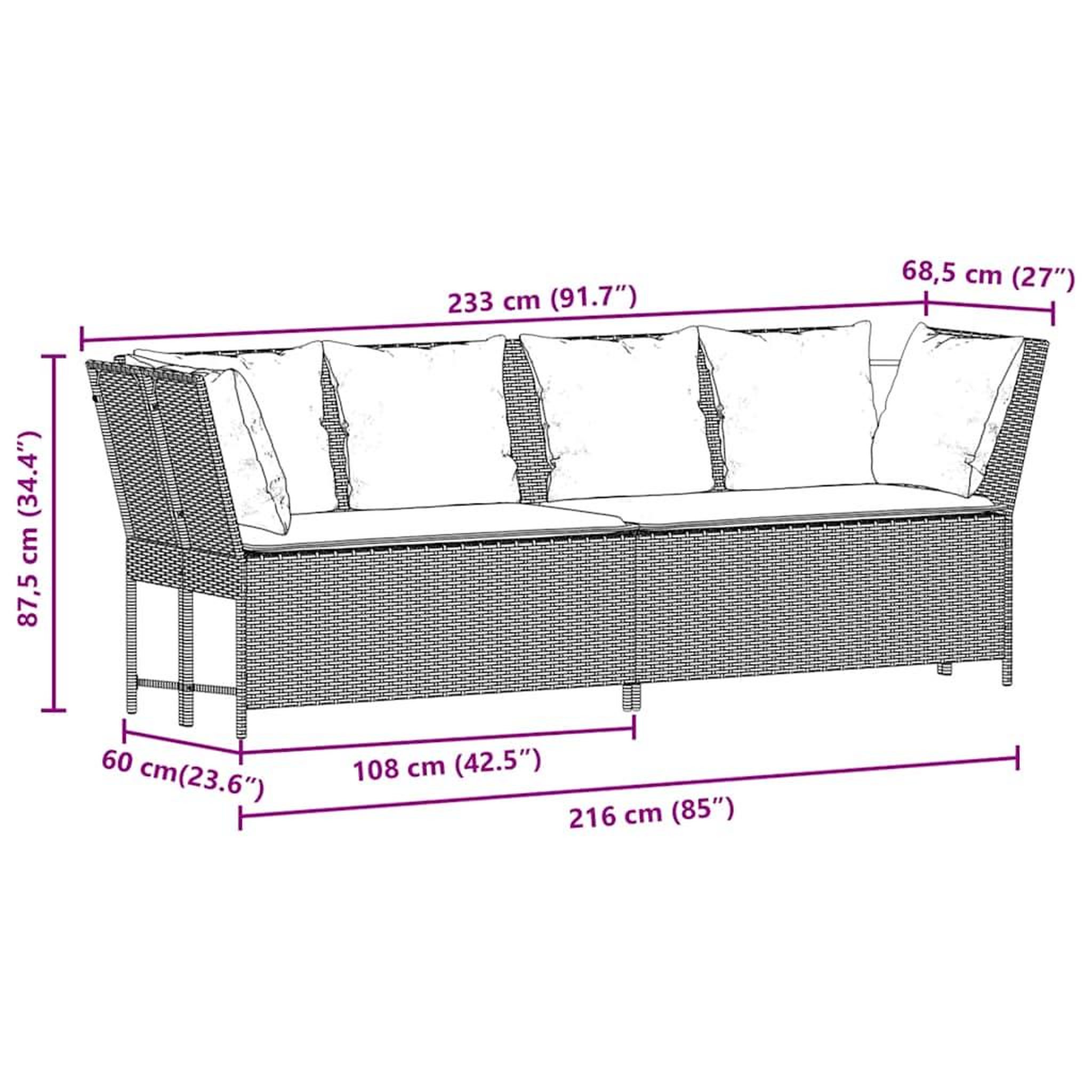 Voir la diapositive 6 : VIDAXL Canape de jardin avec coussins Noir Resine tressee